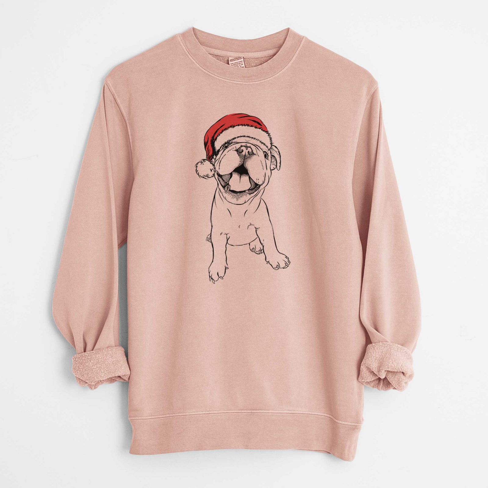 Santa Tyke the English Bulldog - Unisex Pigment Dyed Crew Sweatshirt
