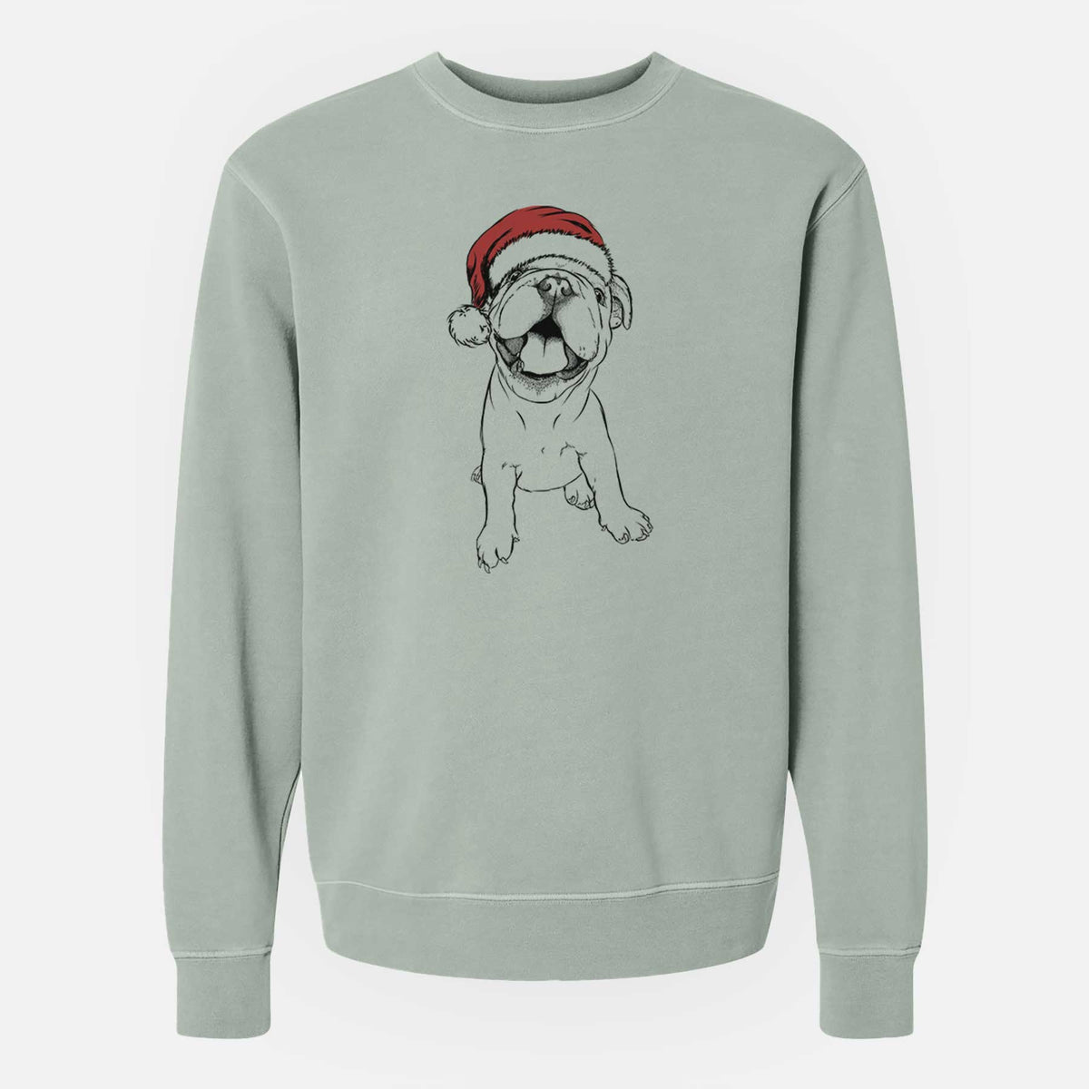 Santa Tyke the English Bulldog - Unisex Pigment Dyed Crew Sweatshirt