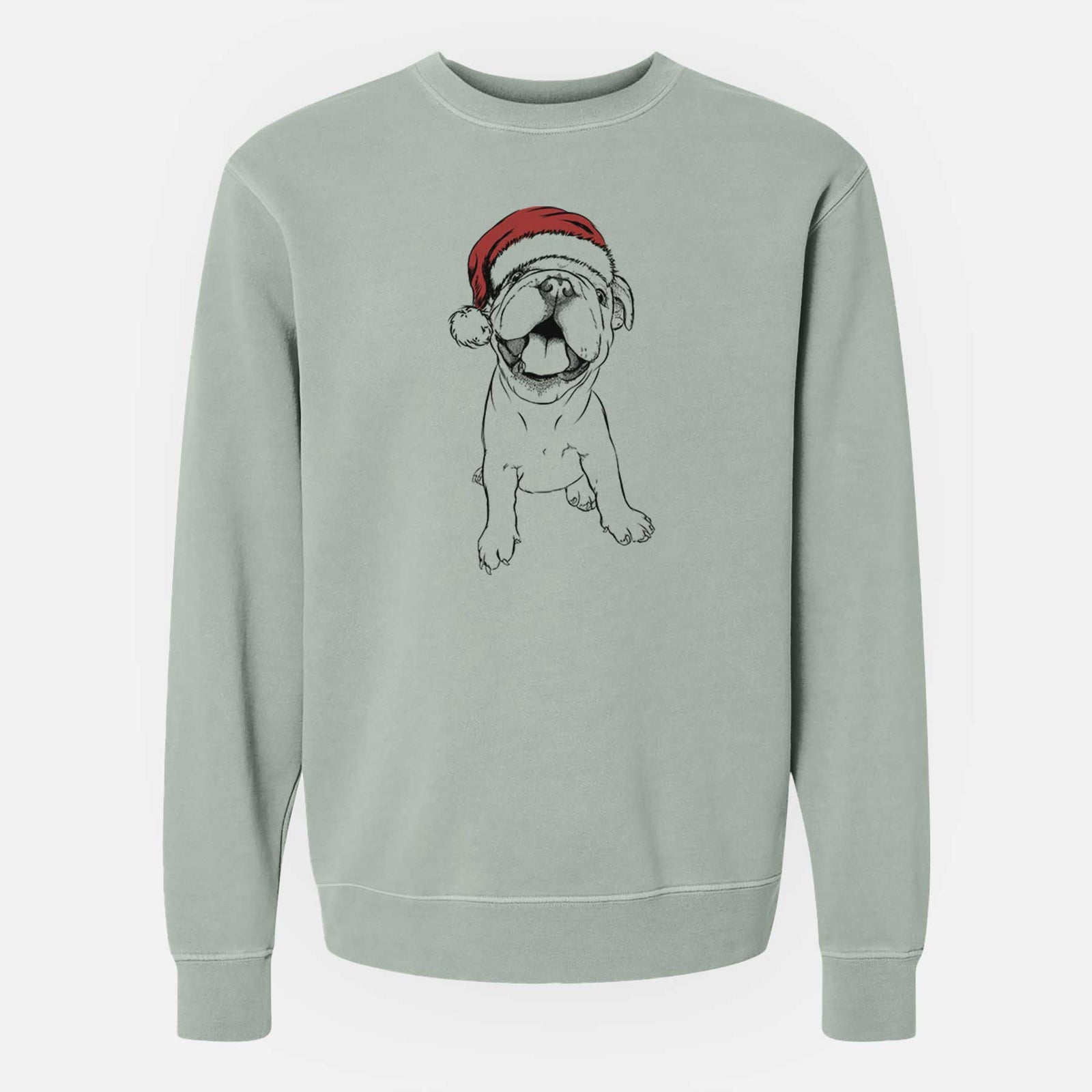 Santa Tyke the English Bulldog - Unisex Pigment Dyed Crew Sweatshirt