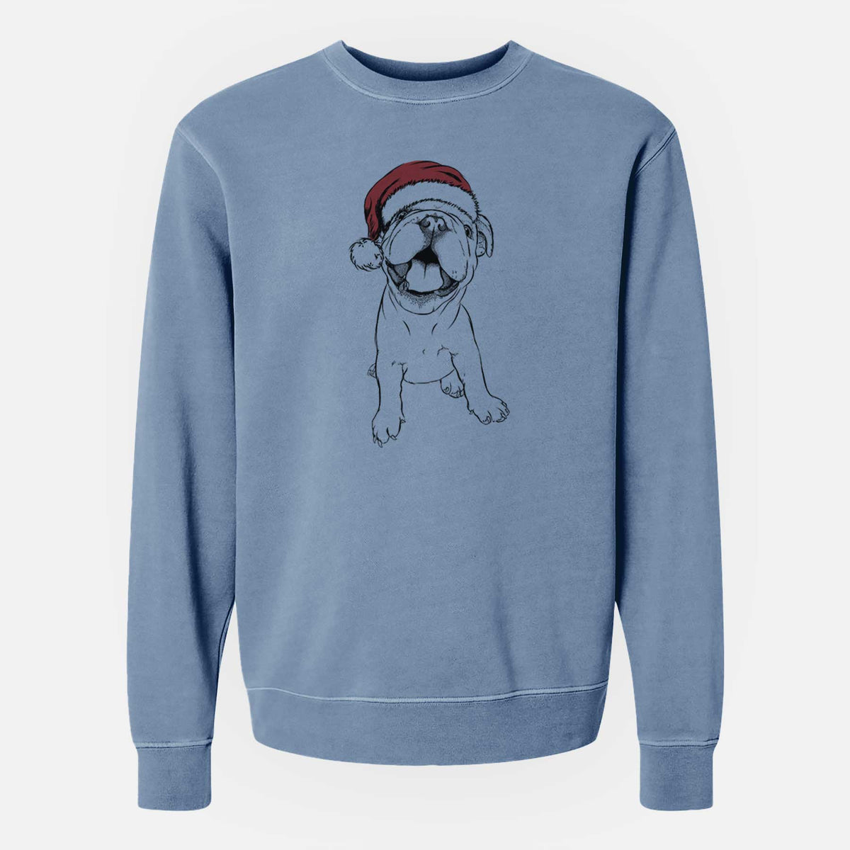 Santa Tyke the English Bulldog - Unisex Pigment Dyed Crew Sweatshirt