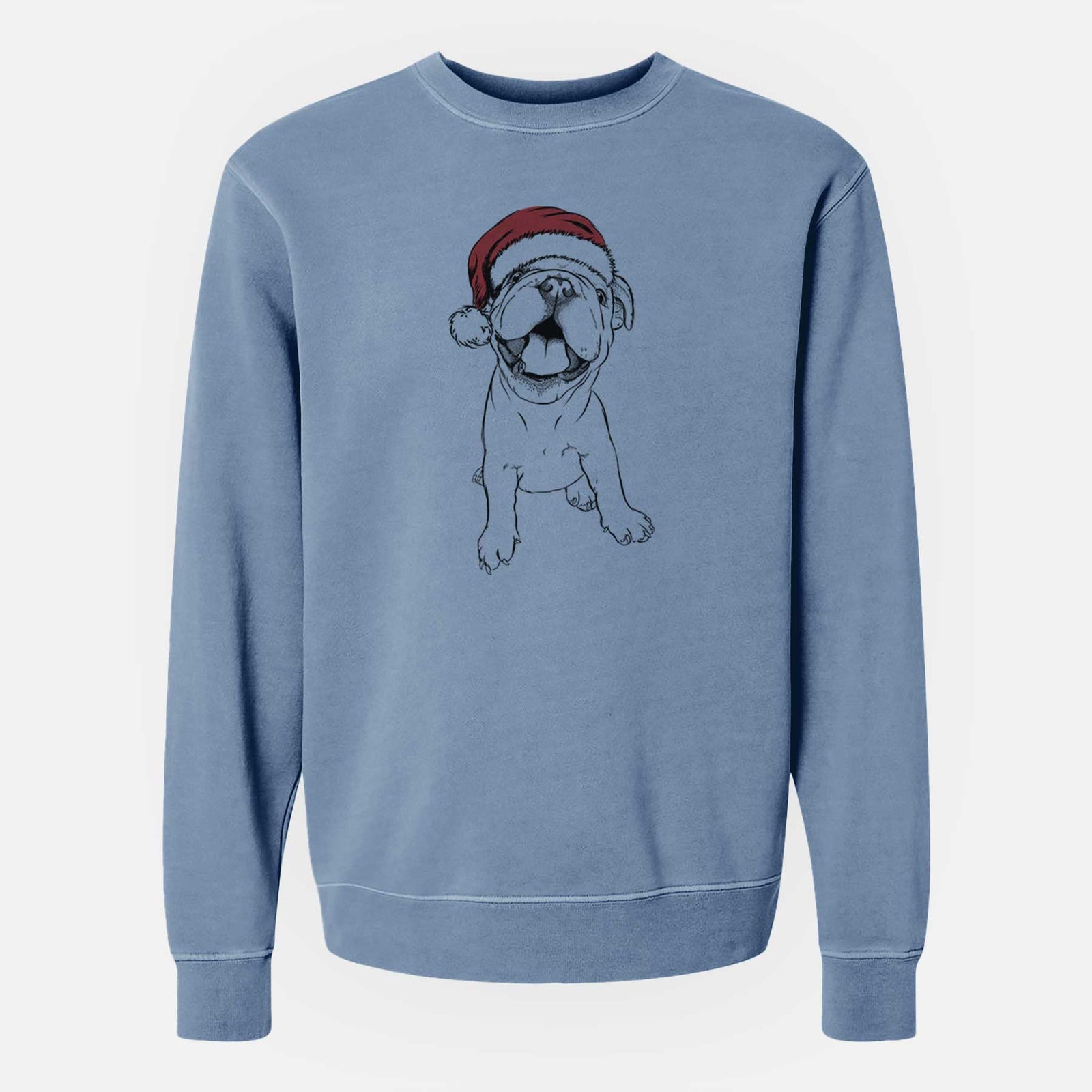 Santa Tyke the English Bulldog - Unisex Pigment Dyed Crew Sweatshirt