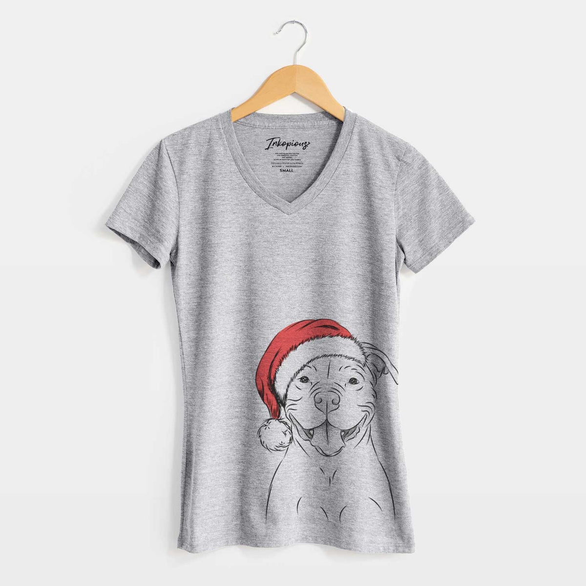 Santa Tyson the American Bulldog - Women's V-neck Shirt