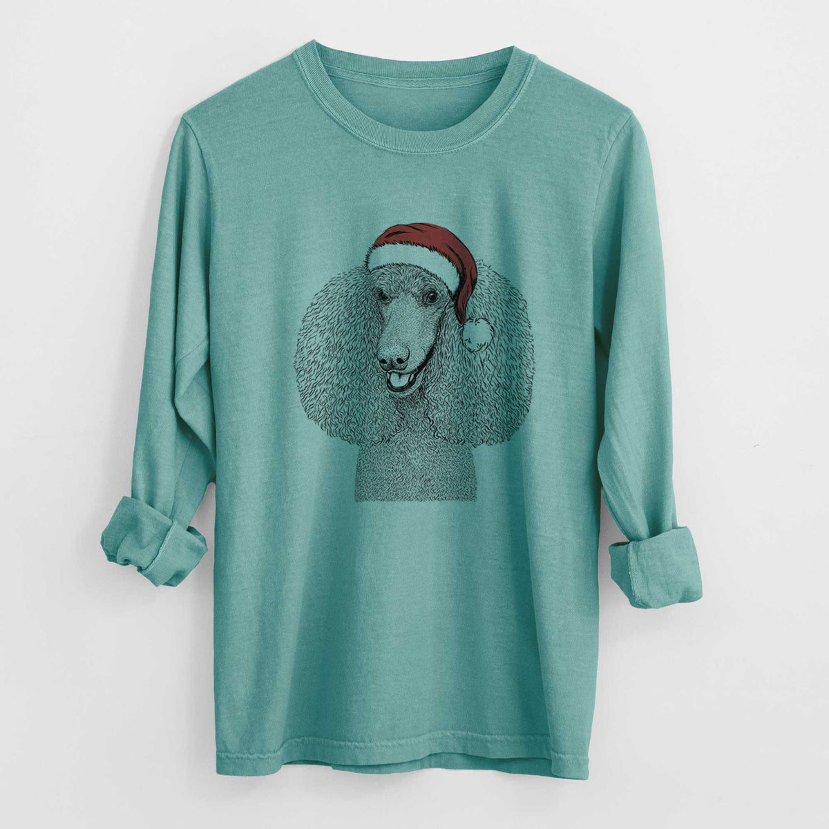 Santa Uncle Tucker the Poodle - Heavyweight 100% Cotton Long Sleeve