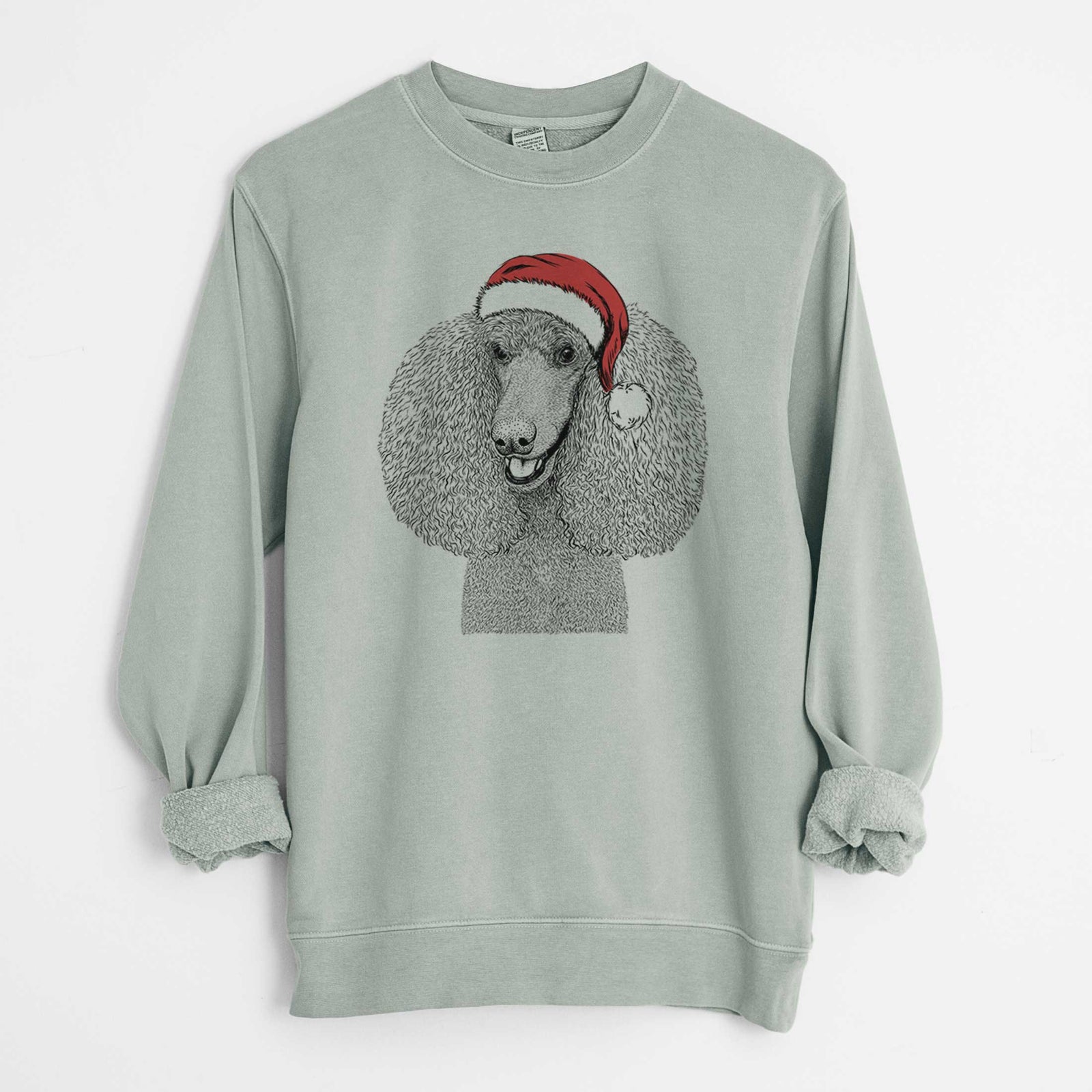 Santa Uncle Tucker the Poodle - Unisex Pigment Dyed Crew Sweatshirt
