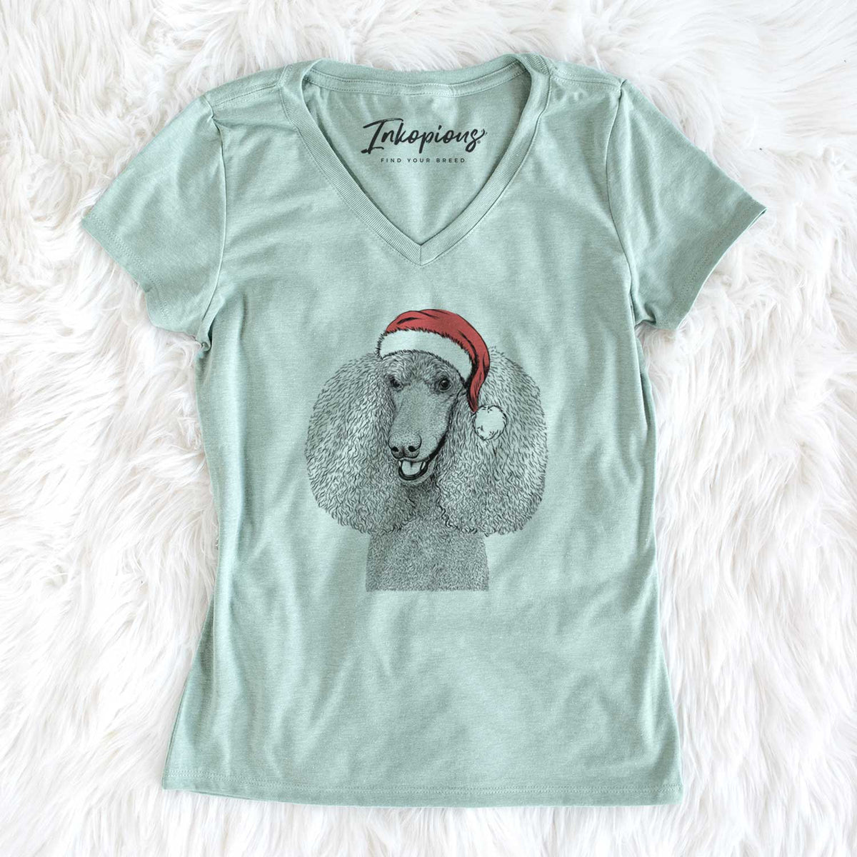 Santa Uncle Tucker the Poodle - Women's V-neck Shirt