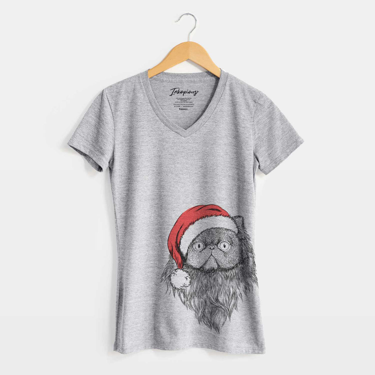 Santa Vader the Persian Cat - Women's V-neck Shirt
