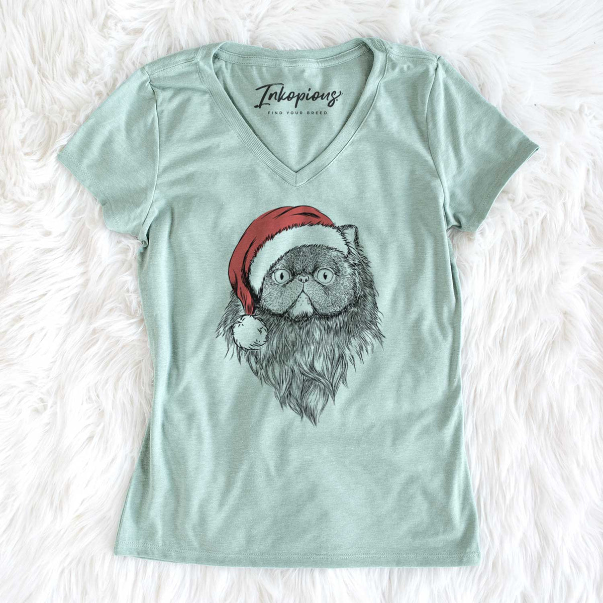 Santa Vader the Persian Cat - Women's V-neck Shirt