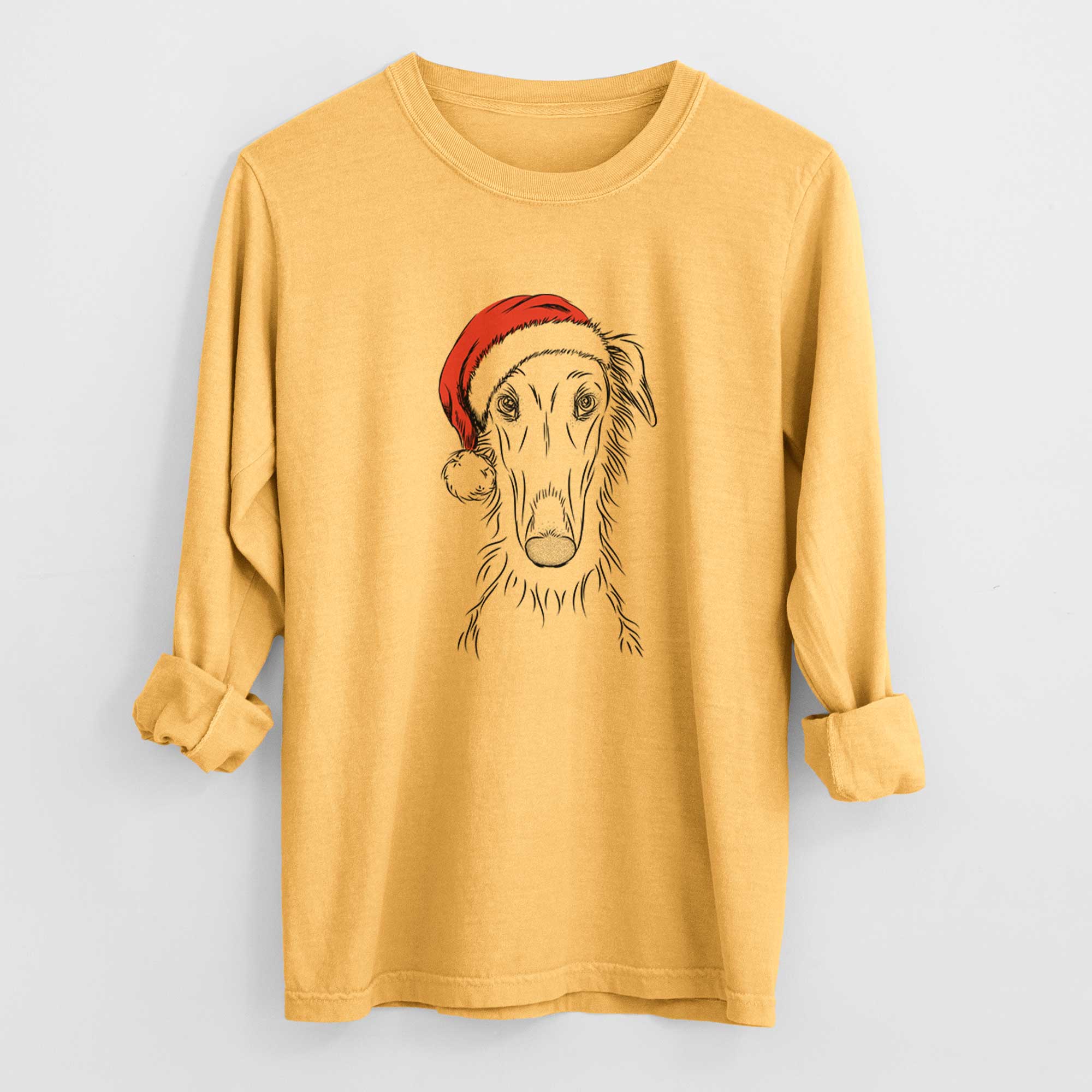 Santa Vaughn the Borzoi - Heavyweight 100% Cotton Long Sleeve