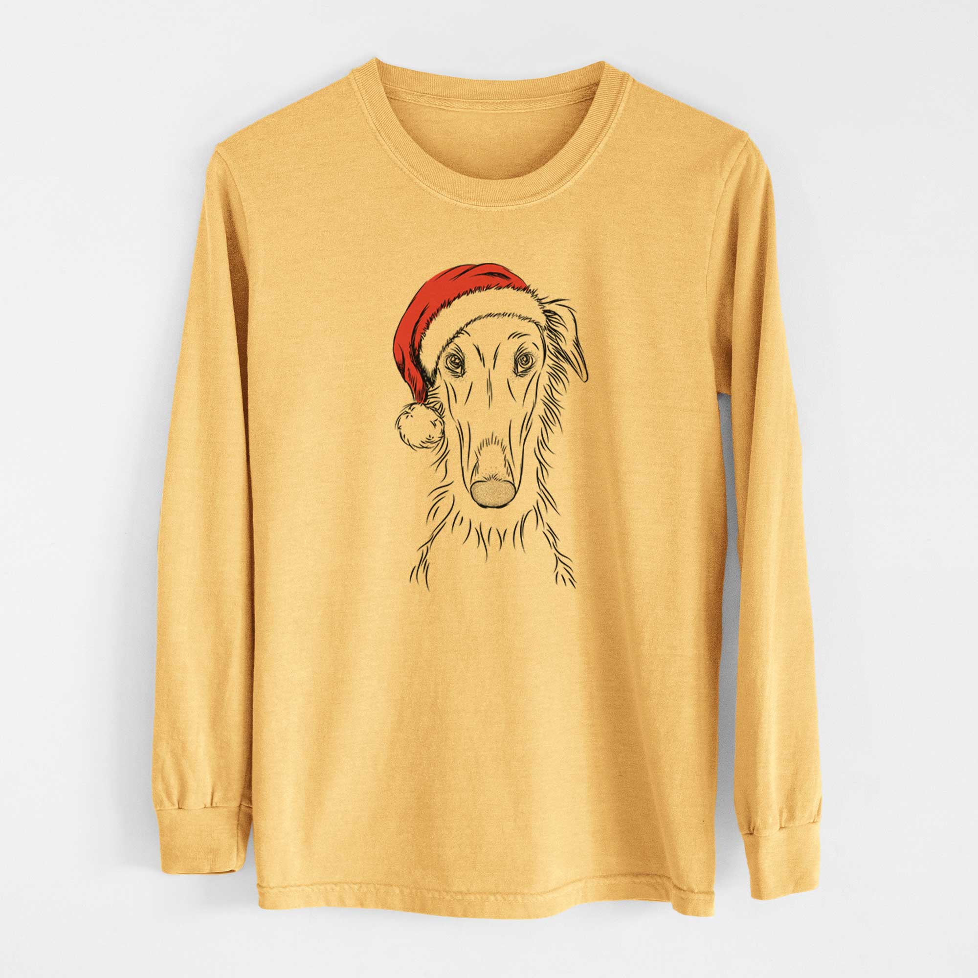 Santa Vaughn the Borzoi - Heavyweight 100% Cotton Long Sleeve