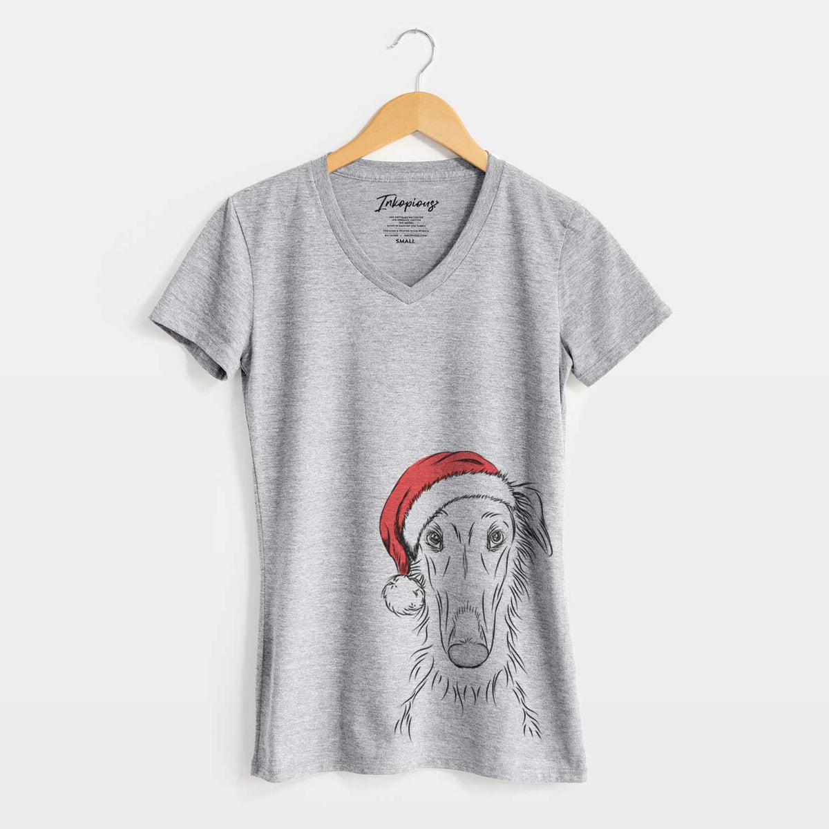 Santa Vaughn the Borzoi - Women's V-neck Shirt