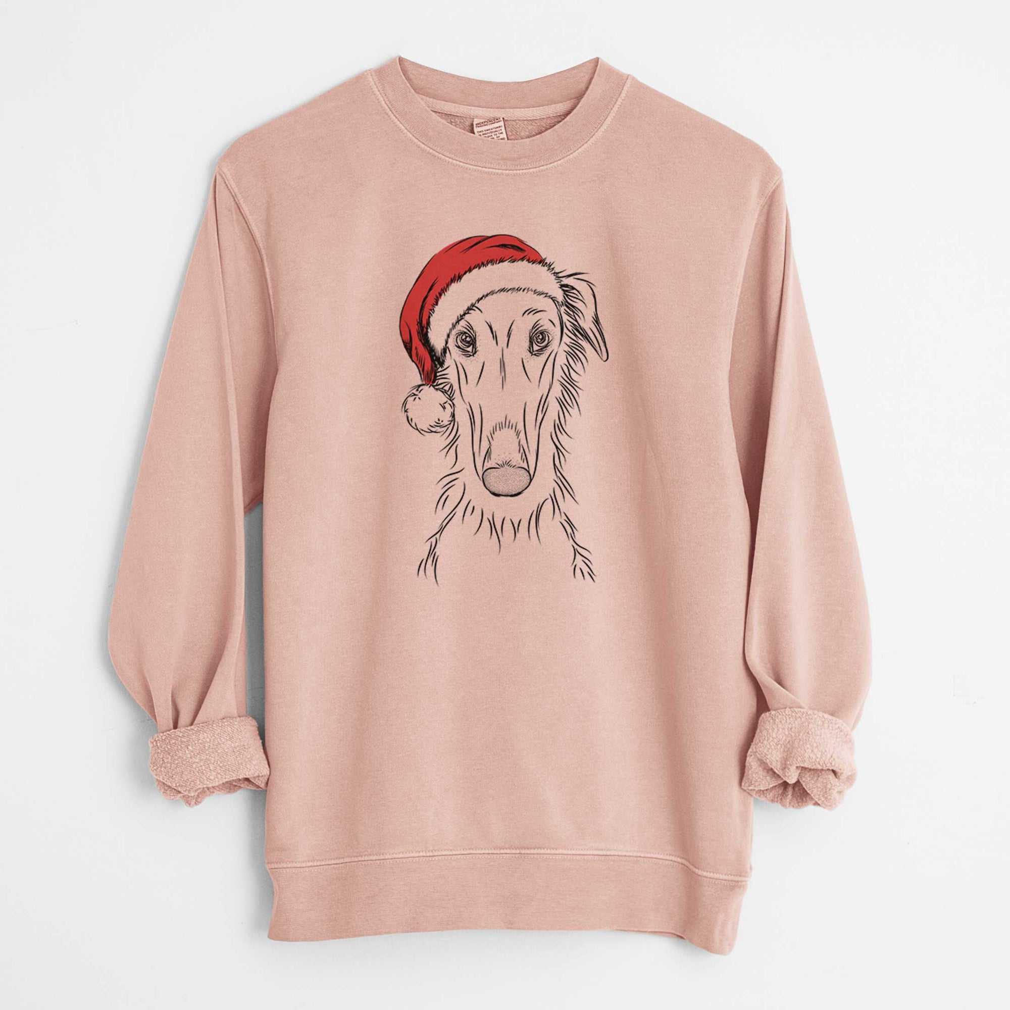 Santa Vaughn the Borzoi - Unisex Pigment Dyed Crew Sweatshirt