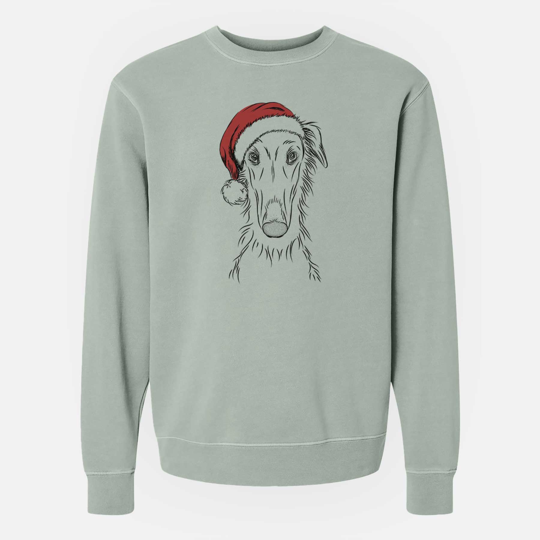 Santa Vaughn the Borzoi - Unisex Pigment Dyed Crew Sweatshirt