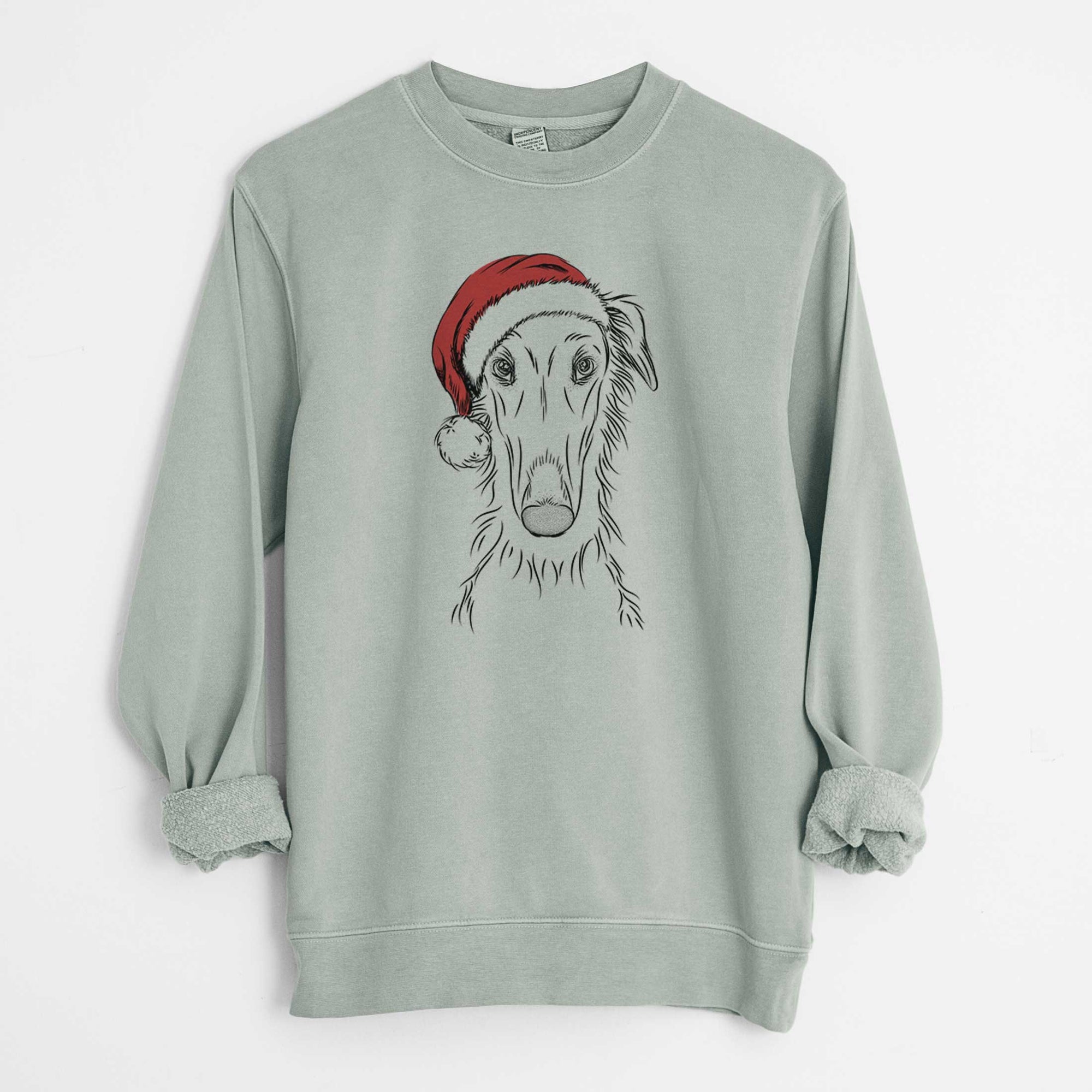 Santa Vaughn the Borzoi - Unisex Pigment Dyed Crew Sweatshirt