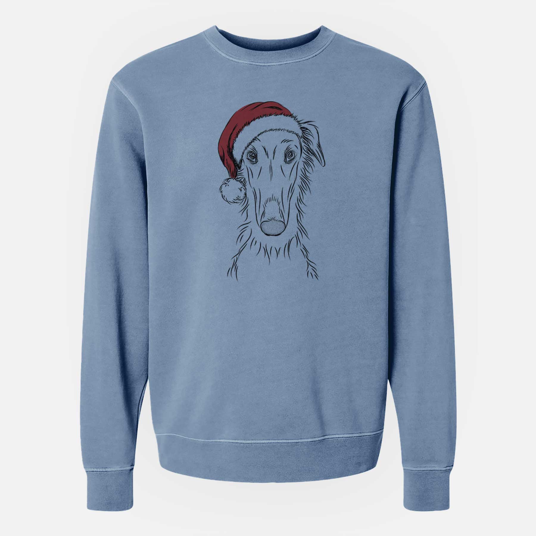 Santa Vaughn the Borzoi - Unisex Pigment Dyed Crew Sweatshirt