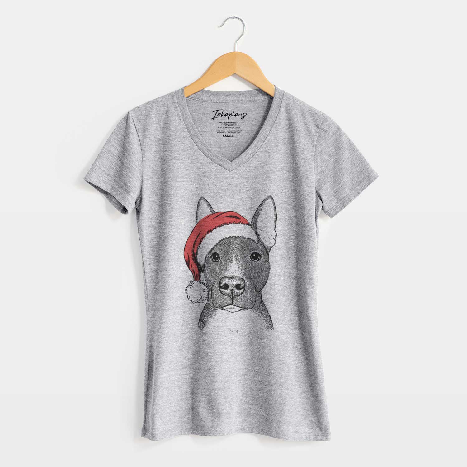 Santa Violet the Pitbull - Women's V-neck Shirt