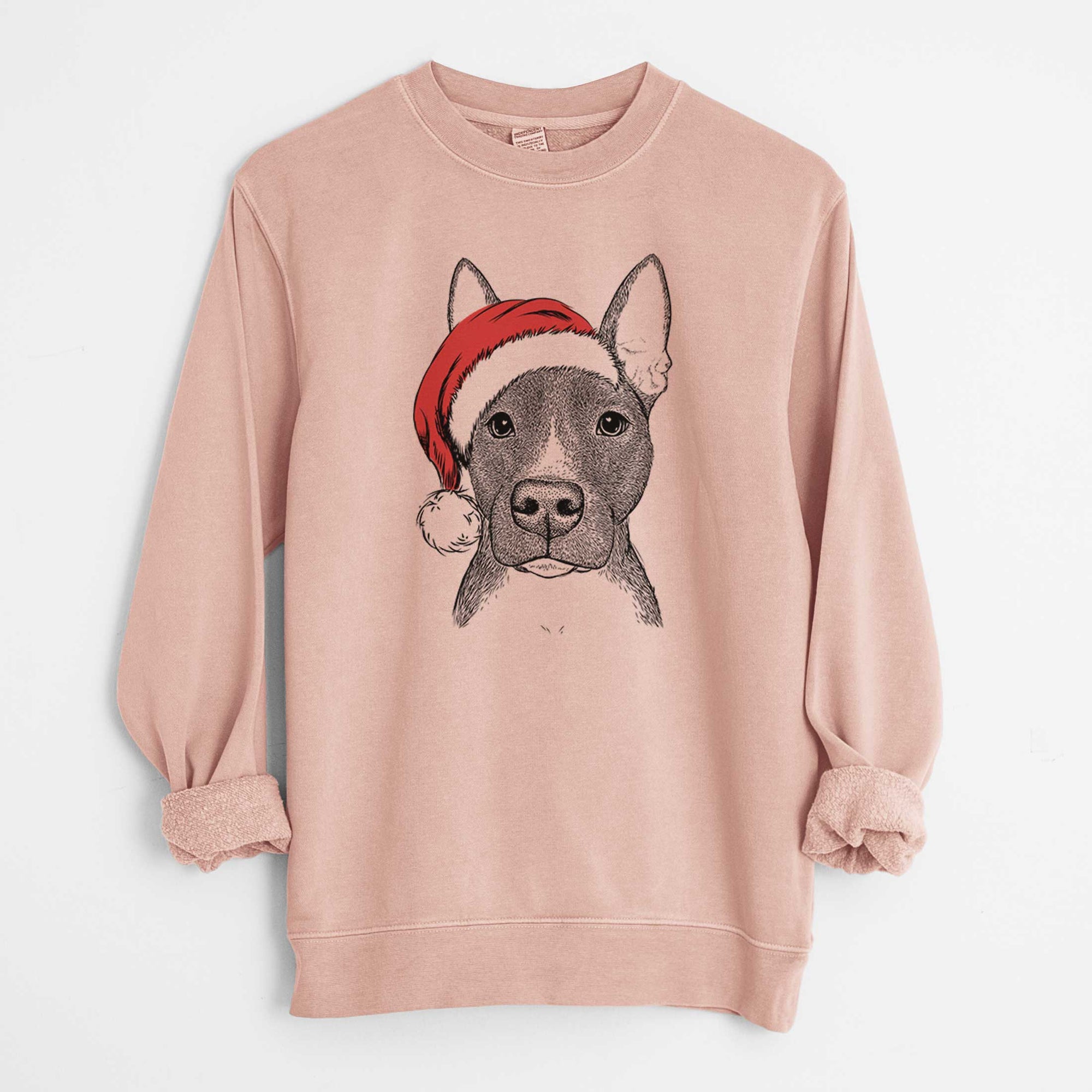 Santa Violet the Pitbull - Unisex Pigment Dyed Crew Sweatshirt