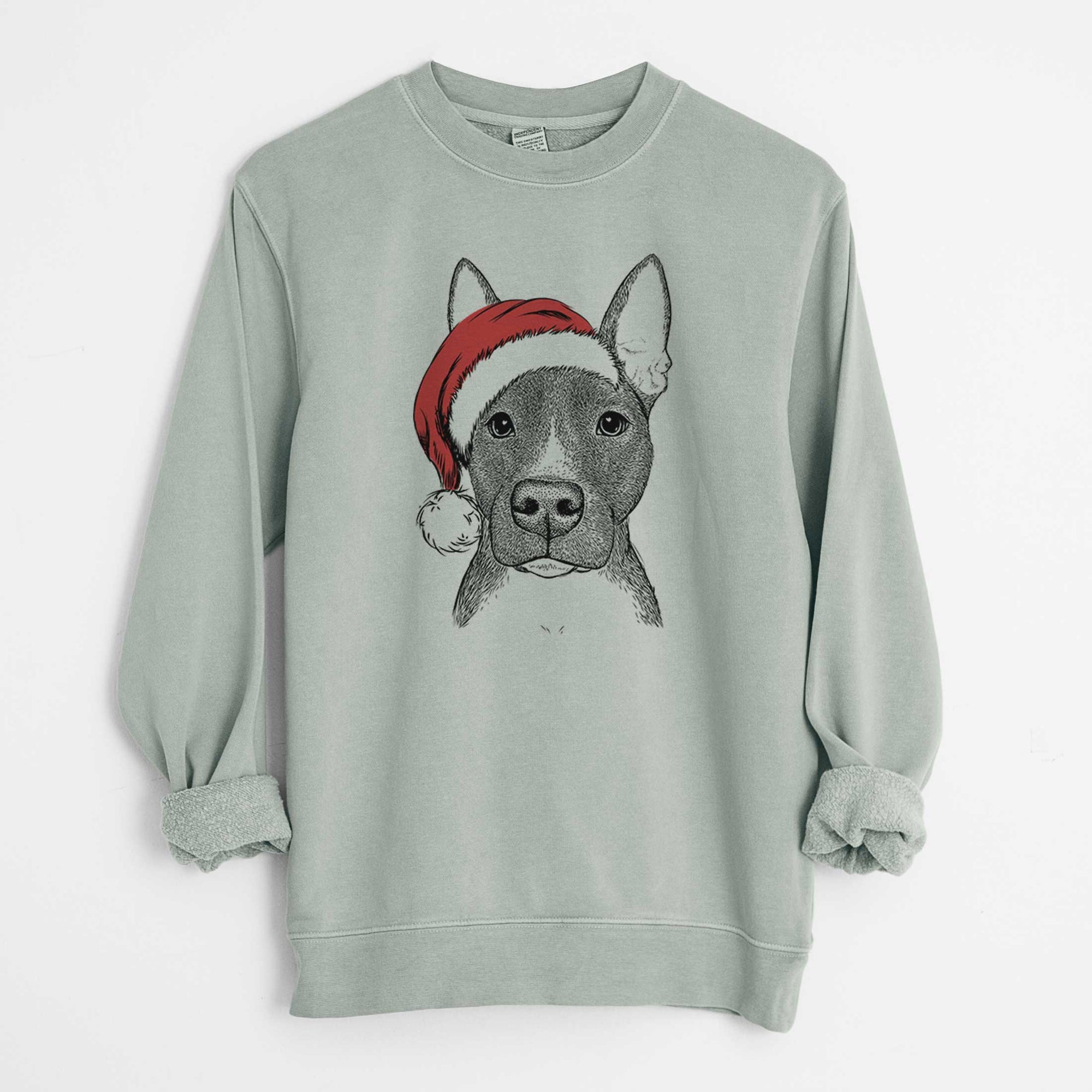 Santa Violet the Pitbull - Unisex Pigment Dyed Crew Sweatshirt