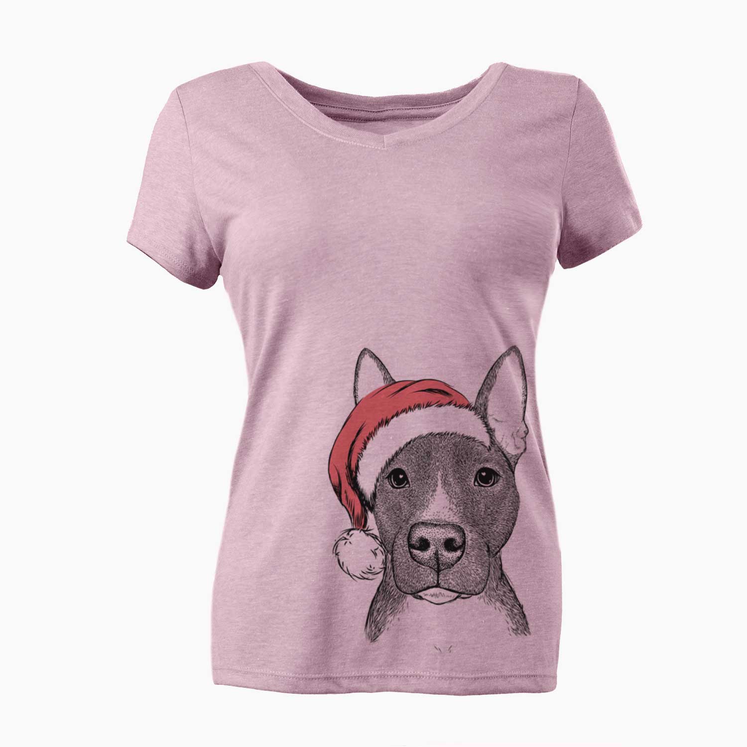 Santa Violet the Pitbull - Women's V-neck Shirt