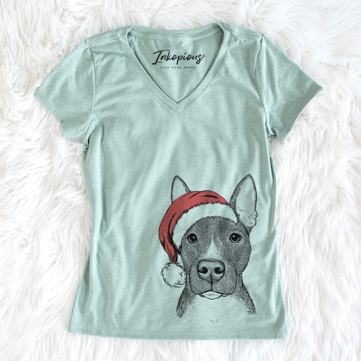 Santa Violet the Pitbull - Women&#39;s V-neck Shirt