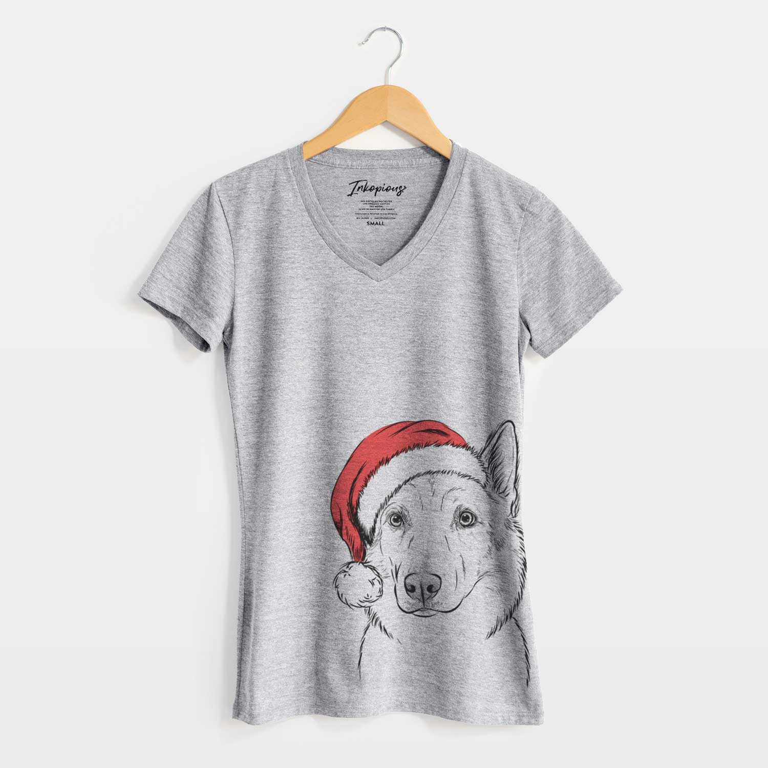Santa Vox the Siberian Husky - Women's V-neck Shirt