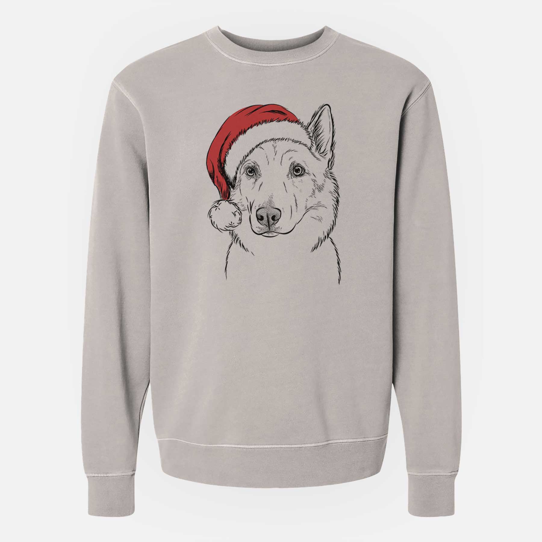 Santa Vox the Siberian Husky - Unisex Pigment Dyed Crew Sweatshirt