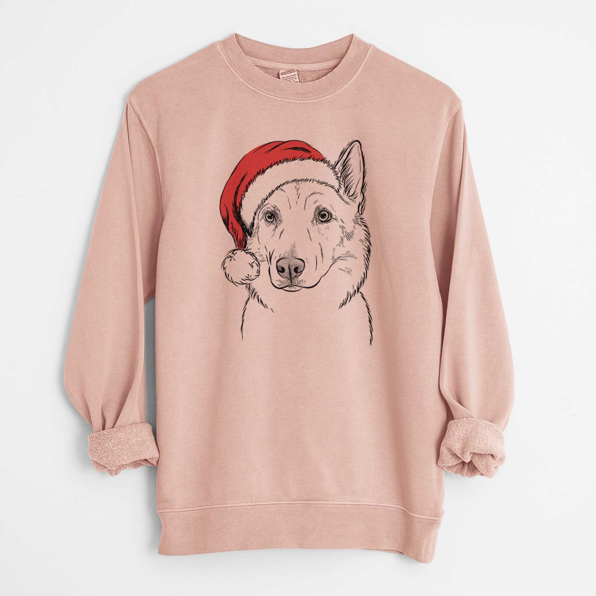 Santa Vox the Siberian Husky - Unisex Pigment Dyed Crew Sweatshirt