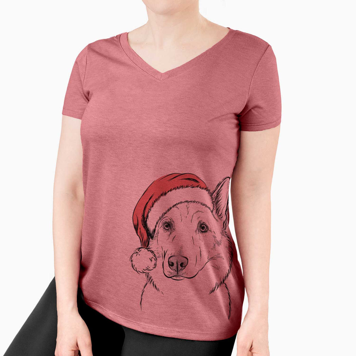 Santa Vox the Siberian Husky - Women's V-neck Shirt