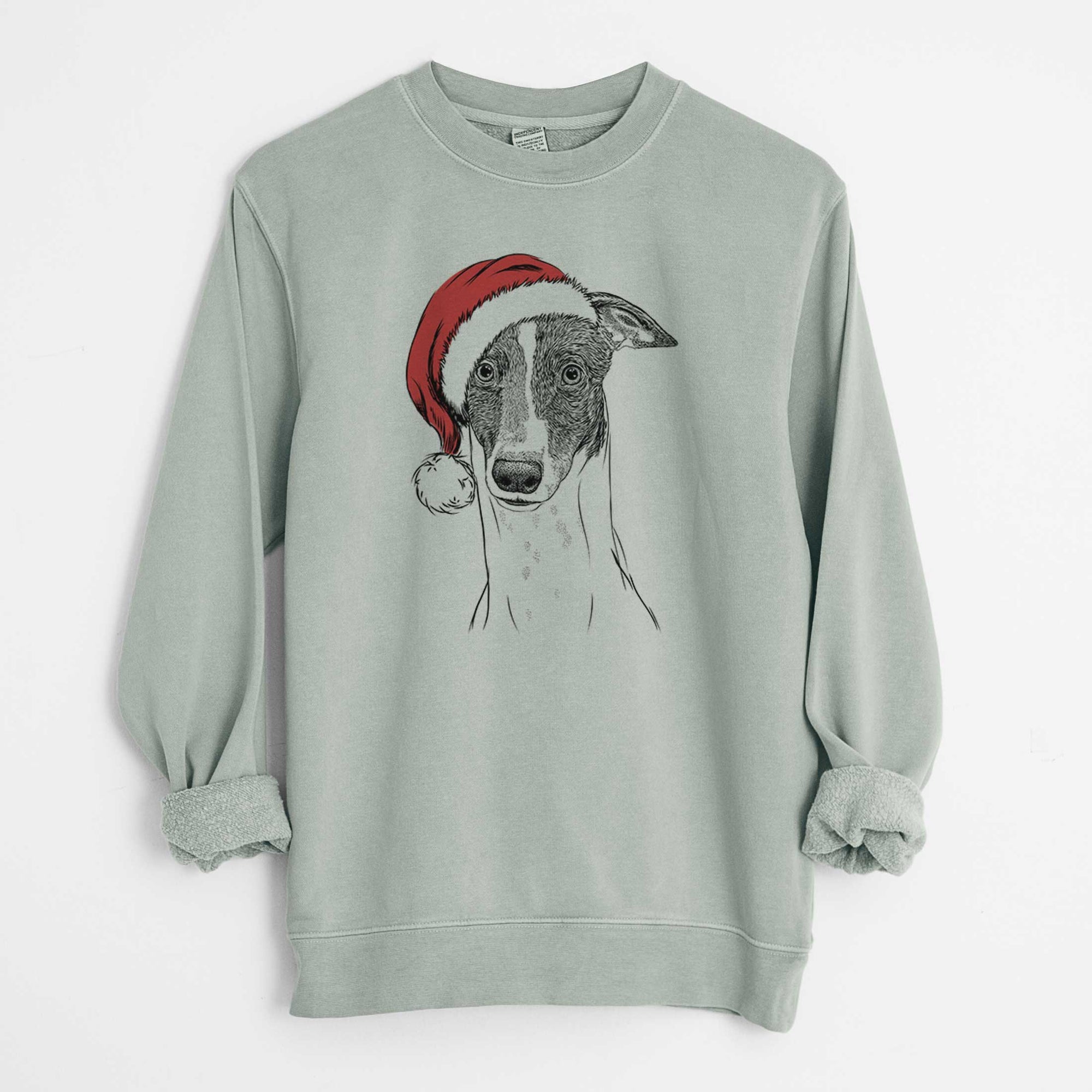 Santa Vyncent the Greyhound - Unisex Pigment Dyed Crew Sweatshirt