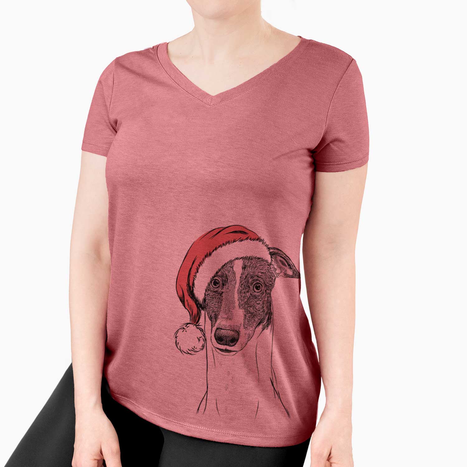 Santa Vyncent the Greyhound - Women's V-neck Shirt