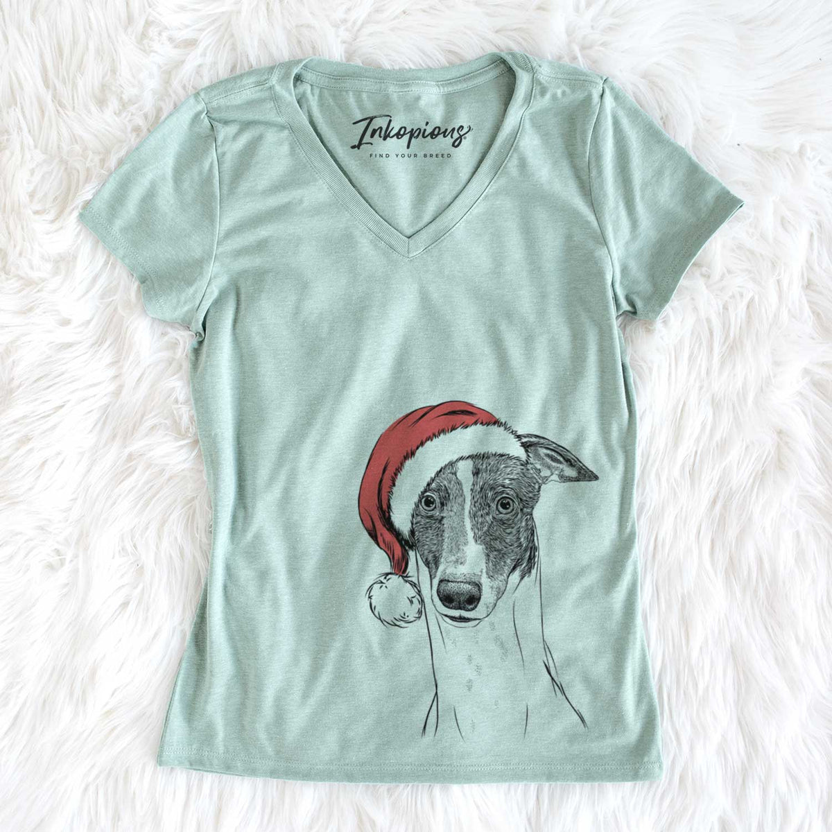 Santa Vyncent the Greyhound - Women&#39;s V-neck Shirt