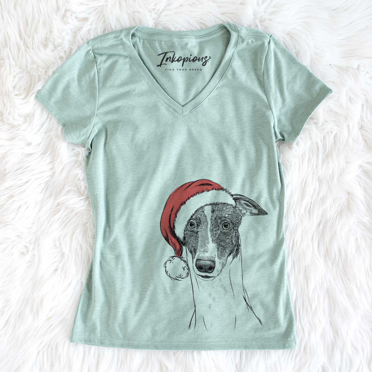 Santa Vyncent the Greyhound - Women's V-neck Shirt