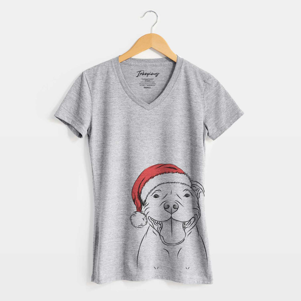 Santa Wafer the Staffordshire Bull Terrier - Women's V-neck Shirt