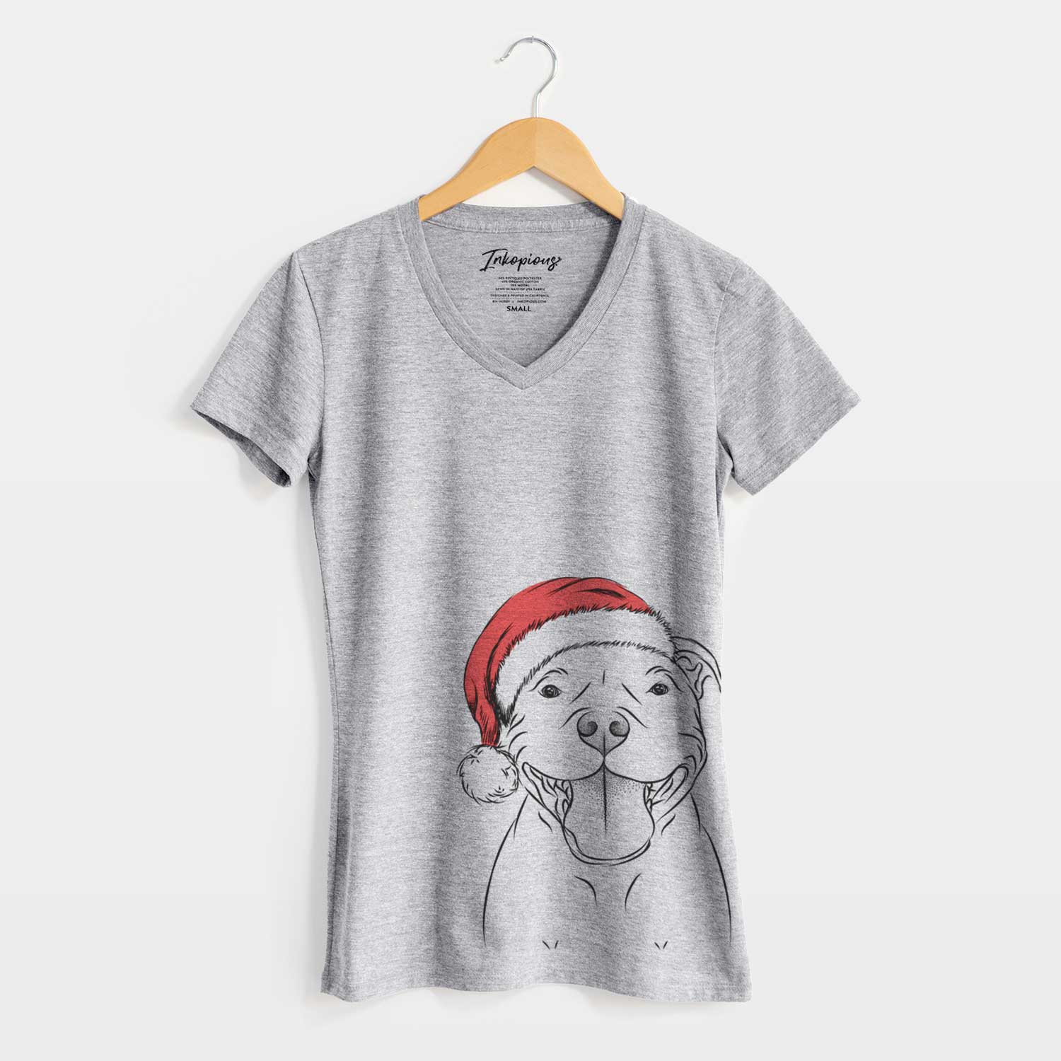 Santa Wafer the Staffordshire Bull Terrier - Women's V-neck Shirt