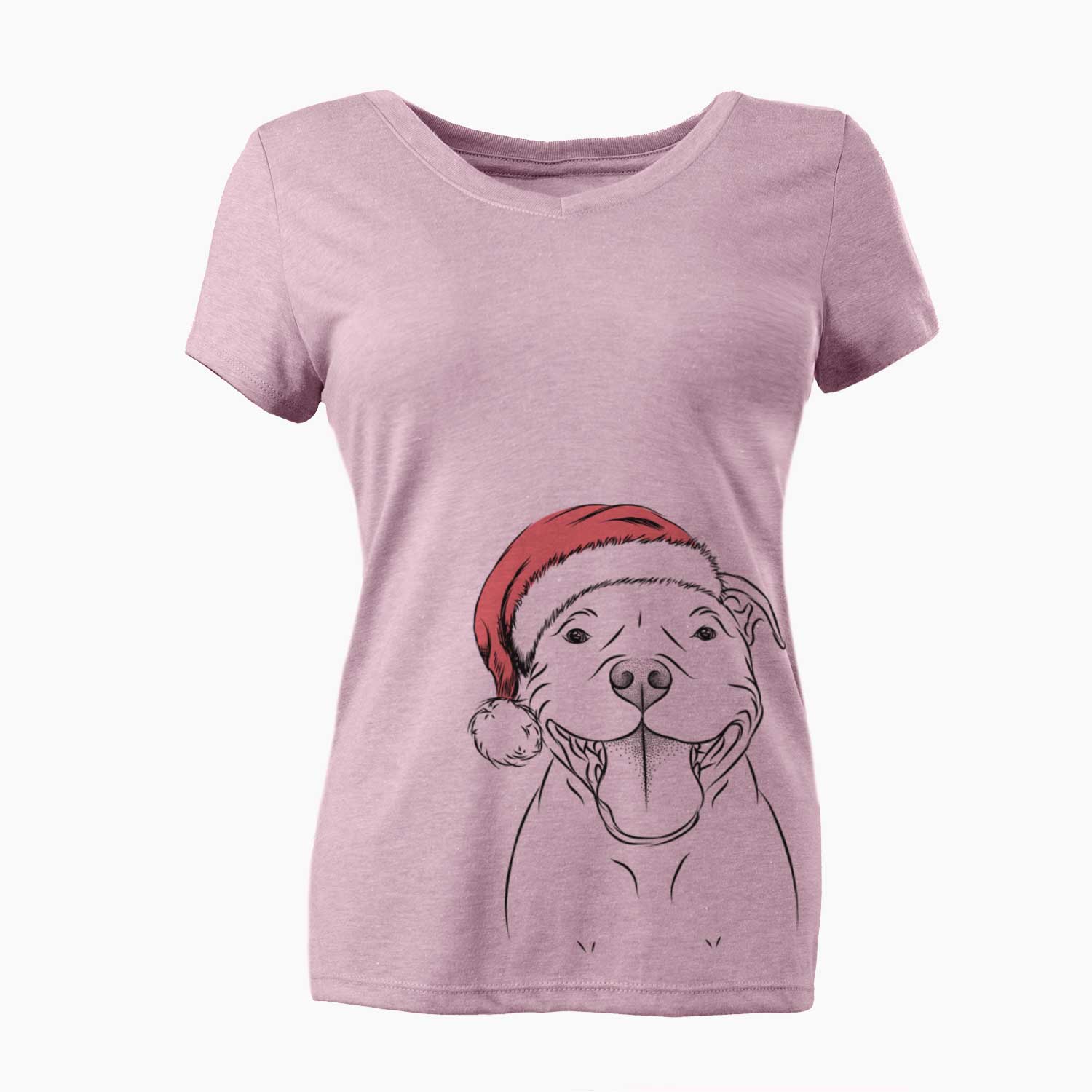 Santa Wafer the Staffordshire Bull Terrier - Women's V-neck Shirt