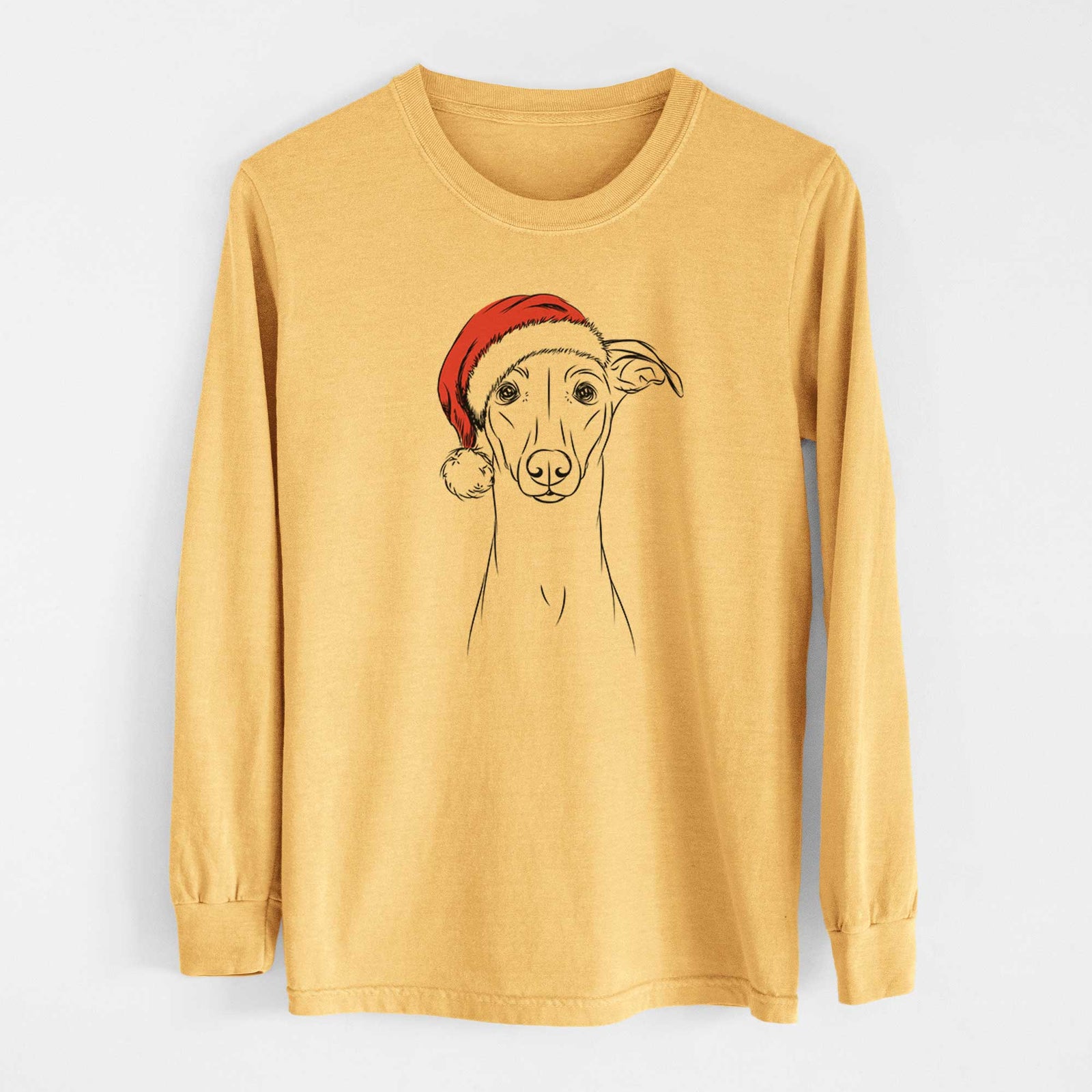 Santa Wallace the Whippet - Heavyweight 100% Cotton Long Sleeve