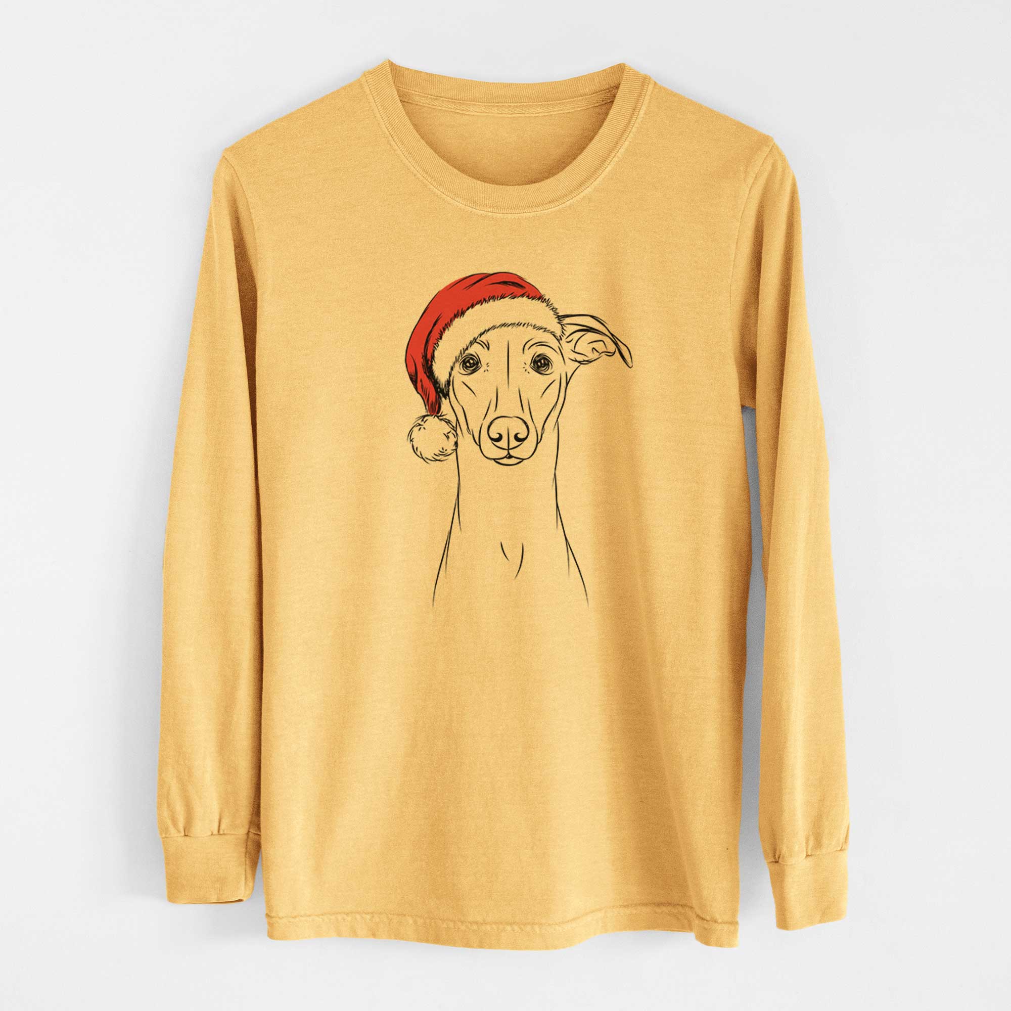 Santa Wallace the Whippet - Heavyweight 100% Cotton Long Sleeve