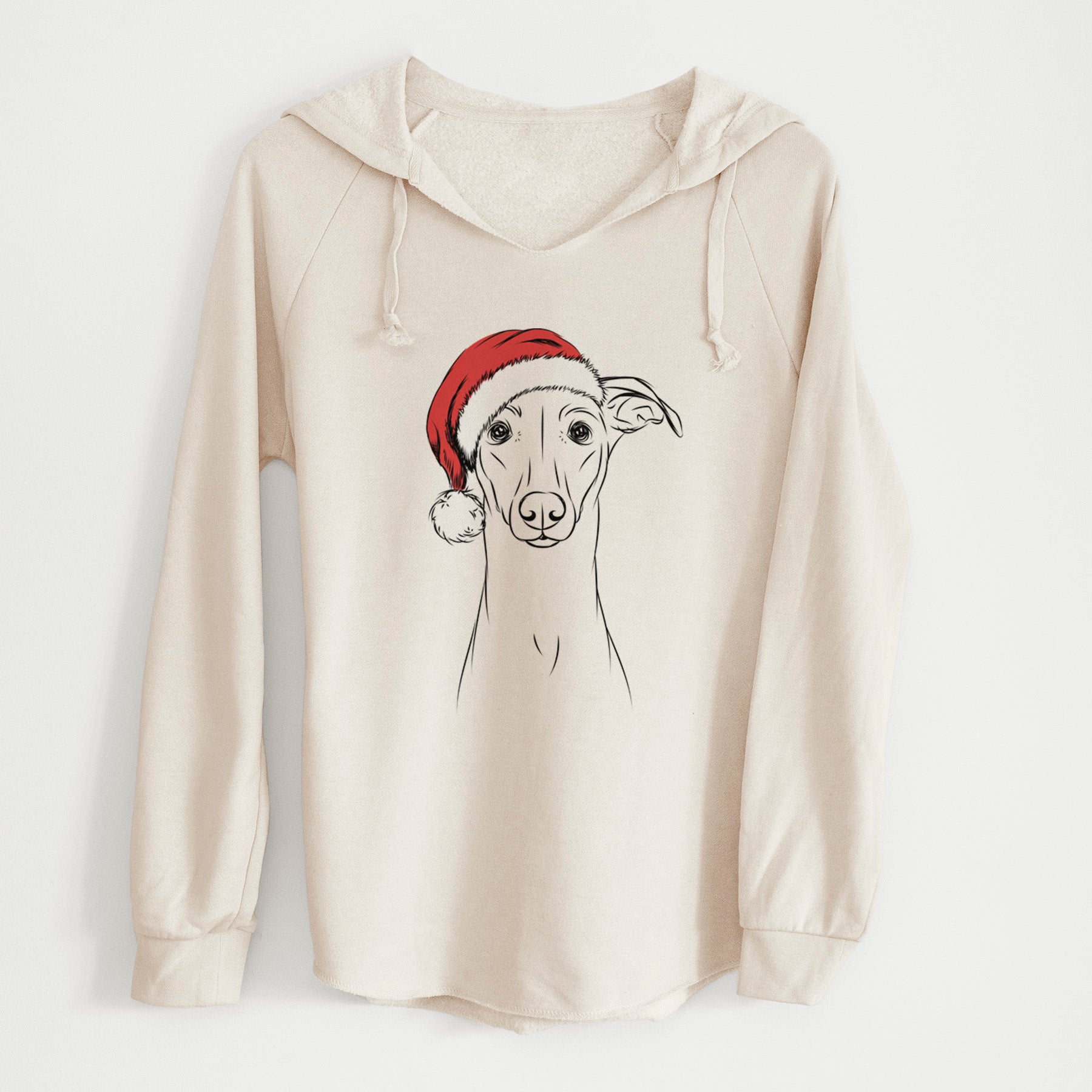 Santa Wallace the Whippet - Cali Wave Hooded Sweatshirt