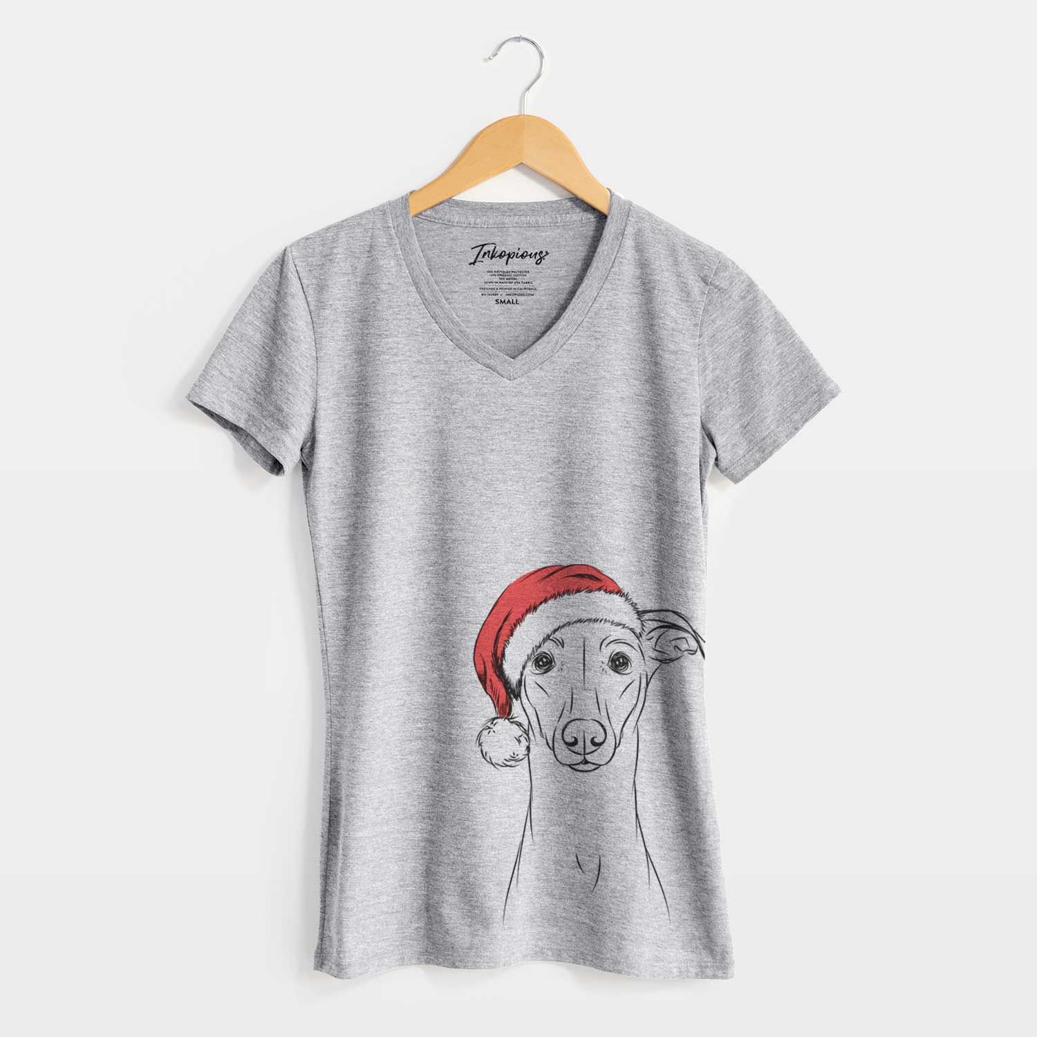 Santa Wallace the Whippet - Women's V-neck Shirt