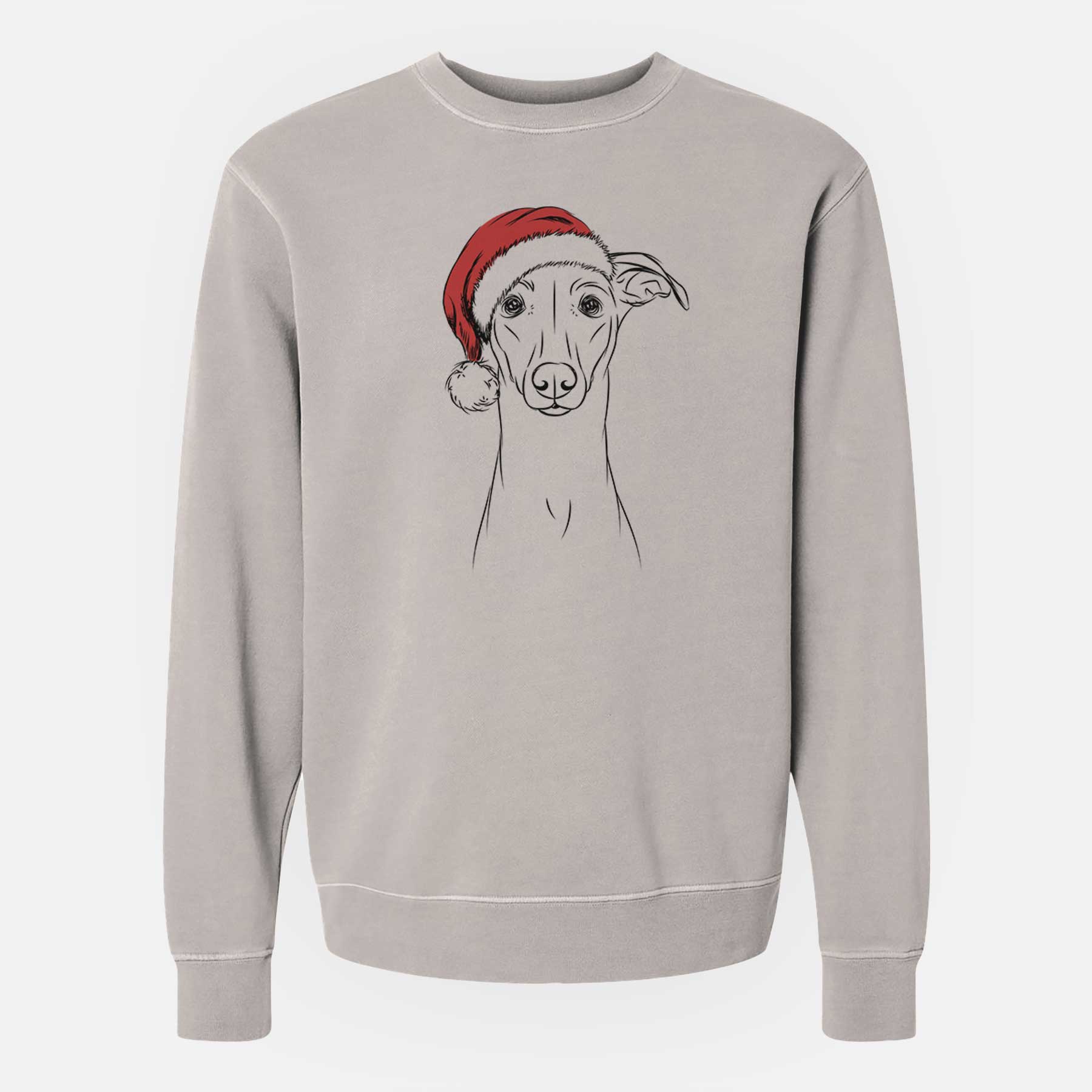 Santa Wallace the Whippet - Unisex Pigment Dyed Crew Sweatshirt