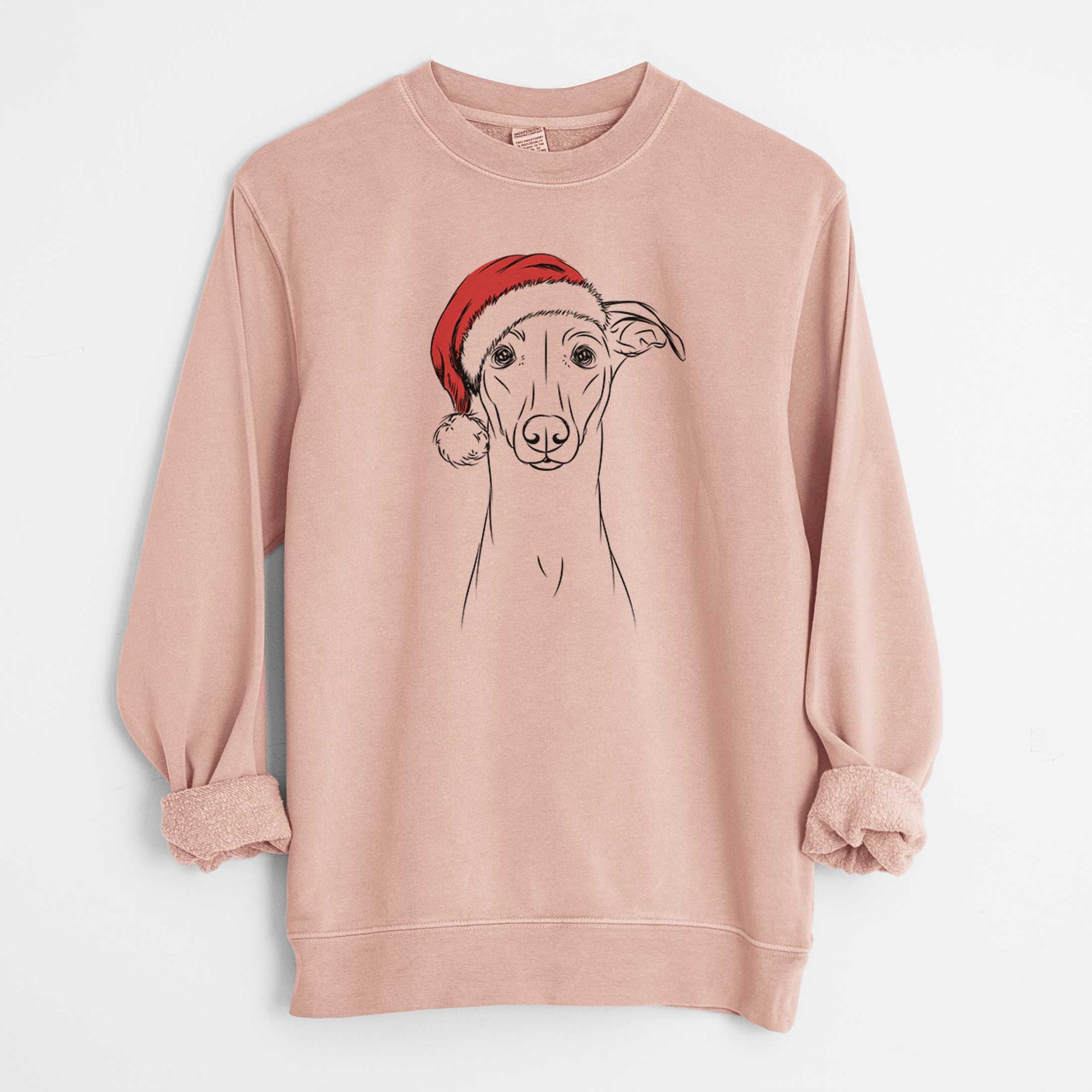 Santa Wallace the Whippet - Unisex Pigment Dyed Crew Sweatshirt