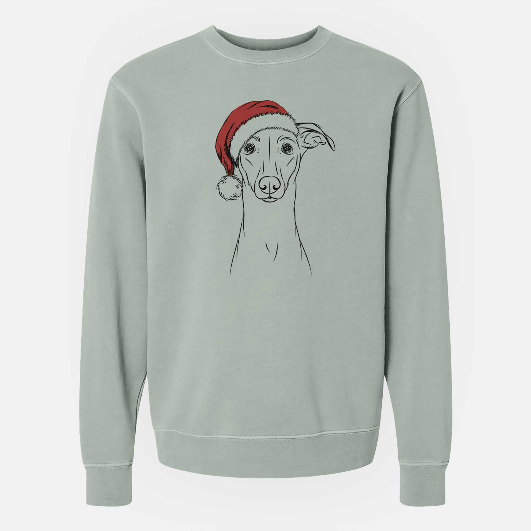 Santa Wallace the Whippet - Unisex Pigment Dyed Crew Sweatshirt