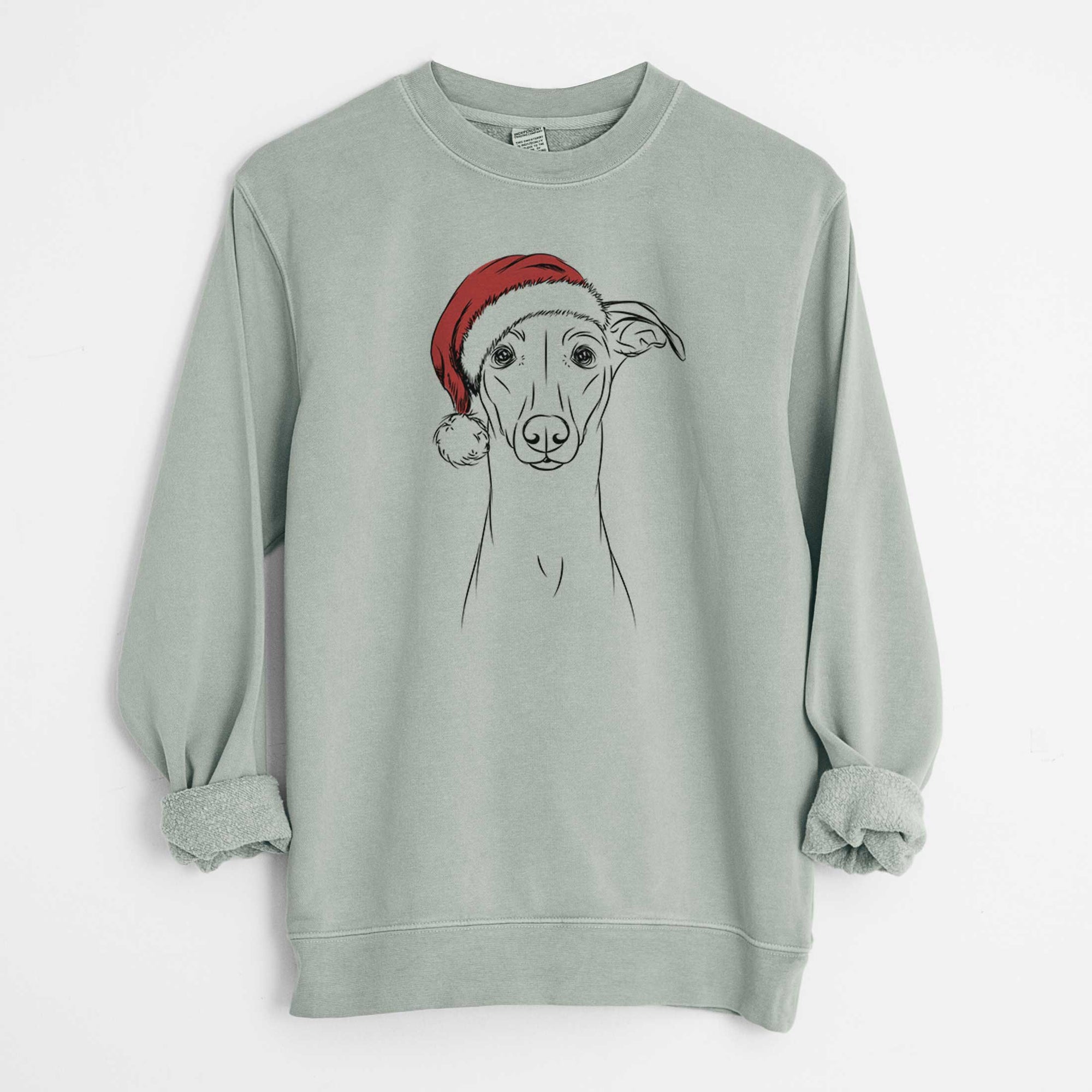 Santa Wallace the Whippet - Unisex Pigment Dyed Crew Sweatshirt