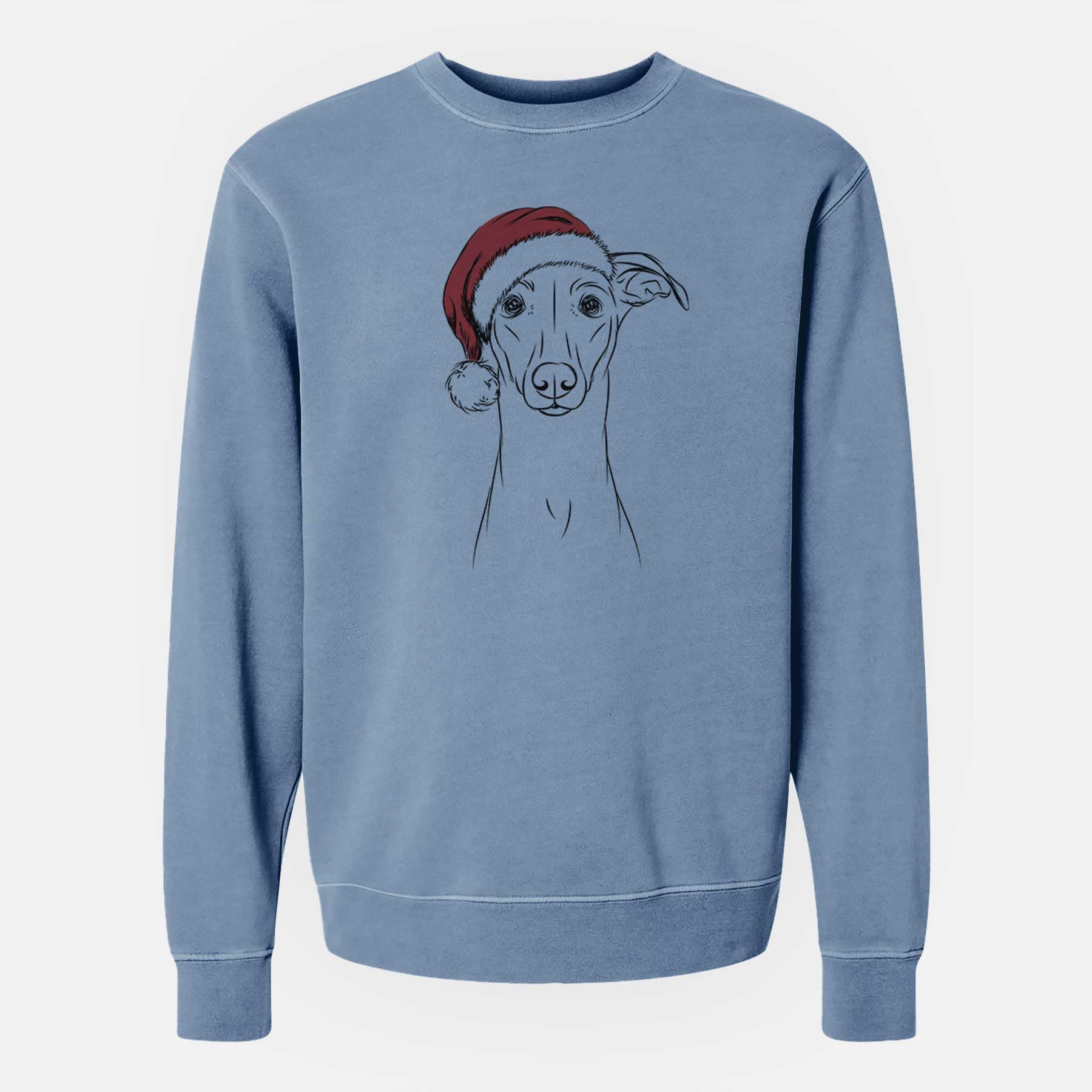 Santa Wallace the Whippet - Unisex Pigment Dyed Crew Sweatshirt