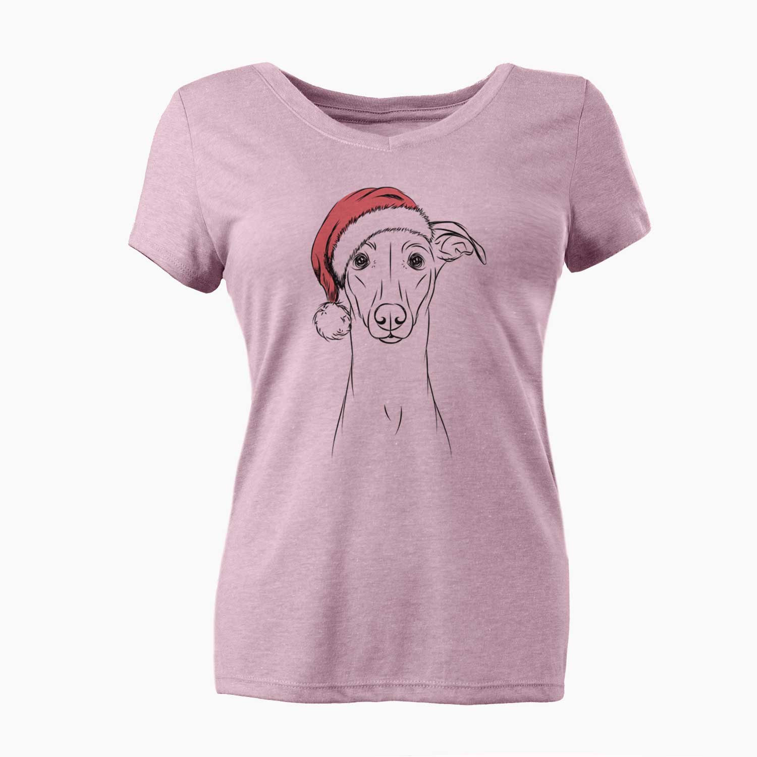 Santa Wallace the Whippet - Women's V-neck Shirt