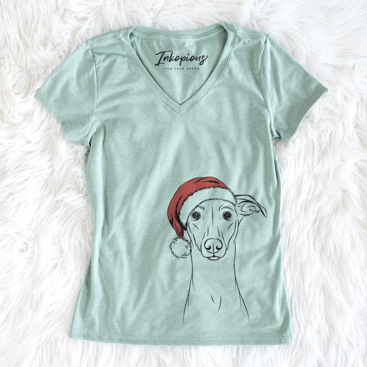 Santa Wallace the Whippet - Women&#39;s V-neck Shirt