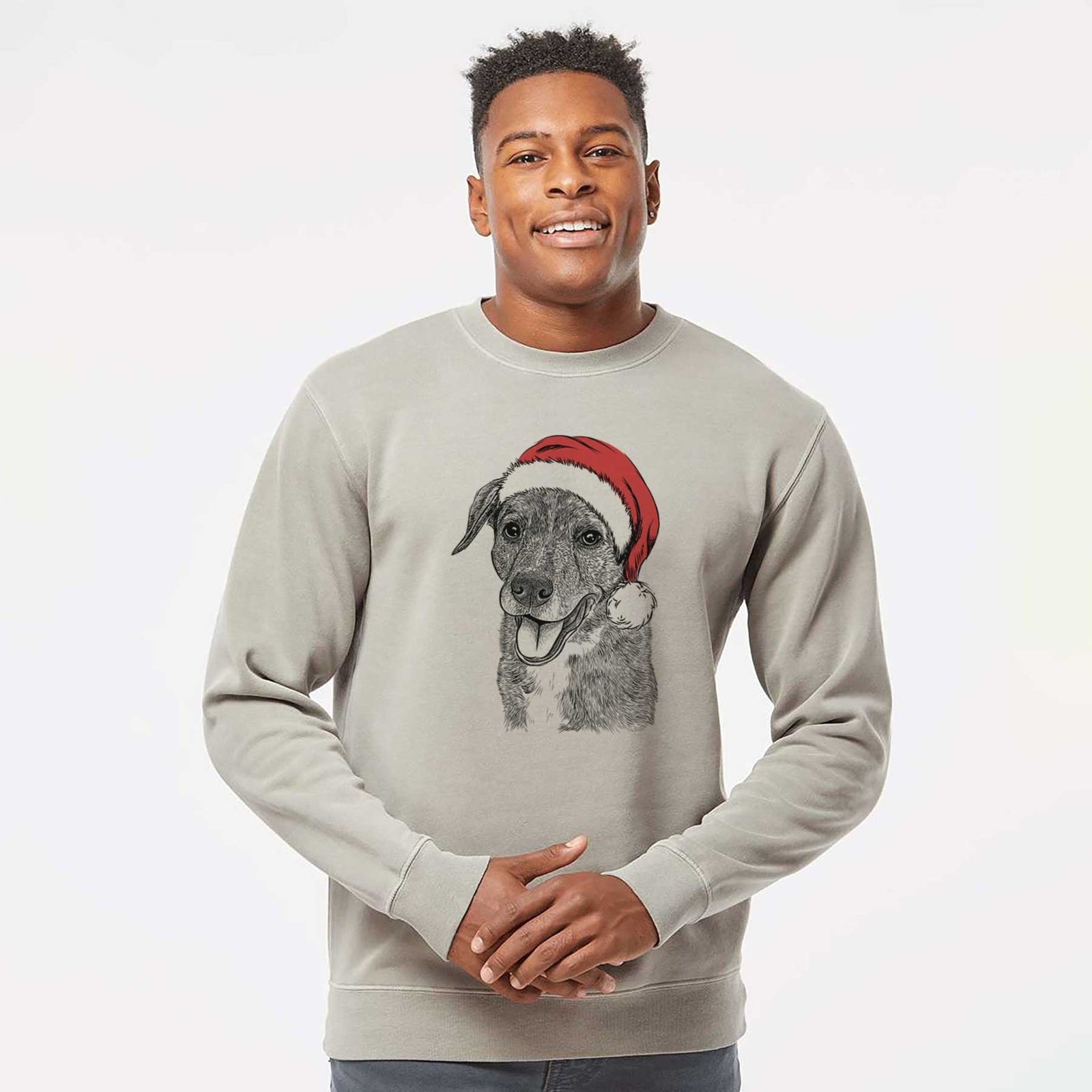 Santa Wally the Mixed Breed - Unisex Pigment Dyed Crew Sweatshirt