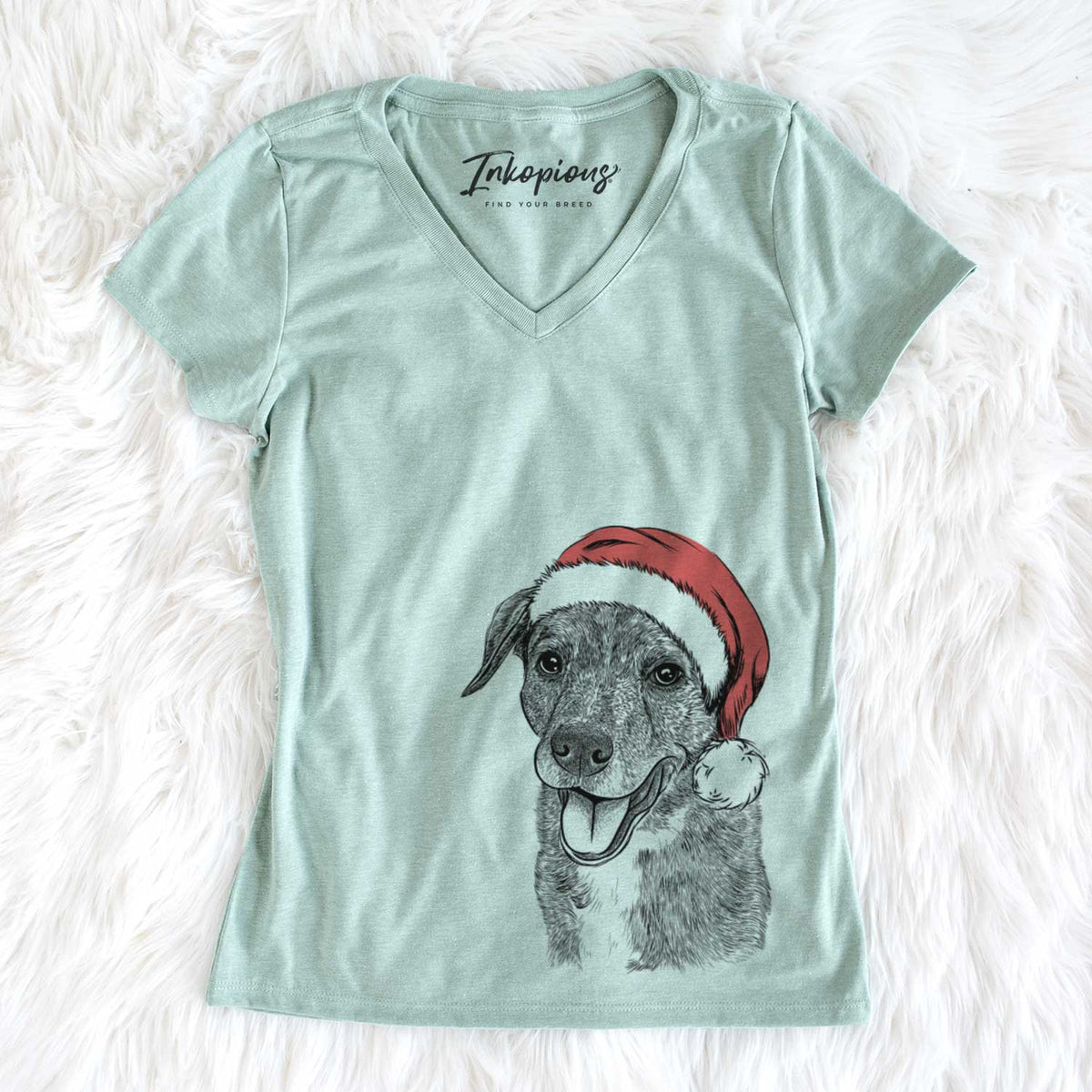 Santa Wally the Mixed Breed - Women&#39;s V-neck Shirt
