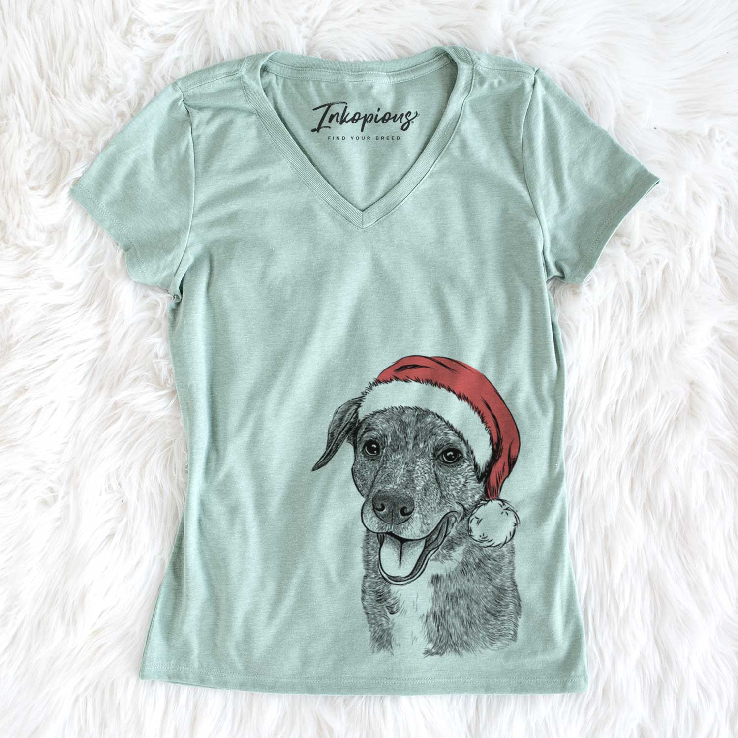 Santa Wally the Mixed Breed - Women's V-neck Shirt