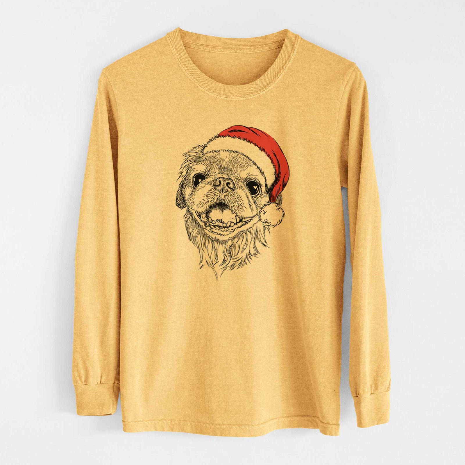 Santa Wally the Pekingese - Heavyweight 100% Cotton Long Sleeve