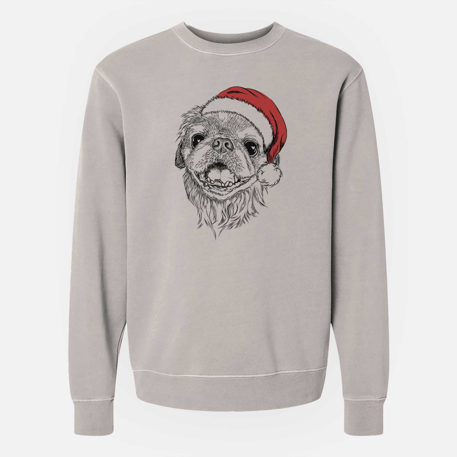 Santa Wally the Pekingese - Unisex Pigment Dyed Crew Sweatshirt